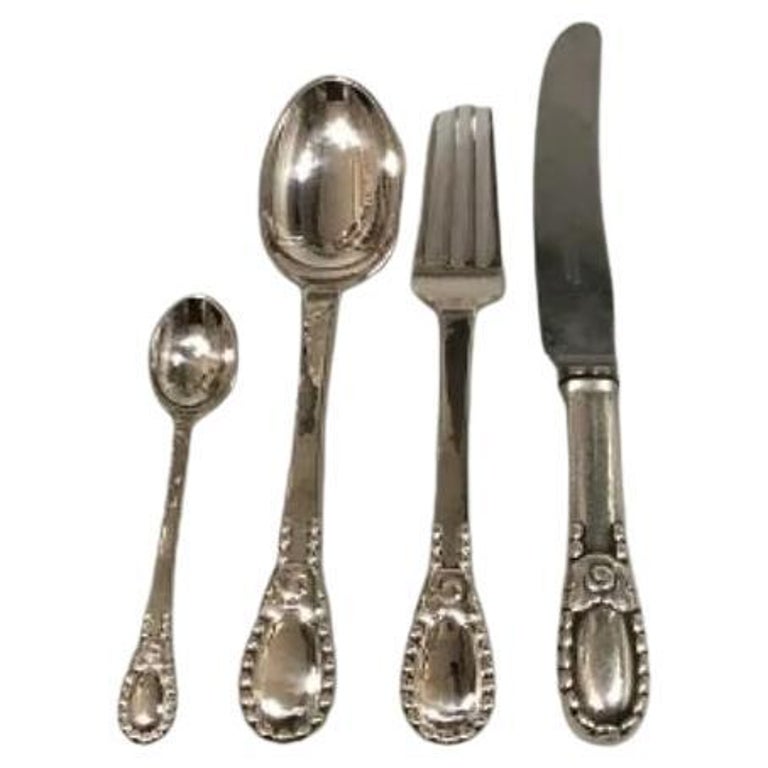 Set of Evald Nielsen Silver Lunch Flatware in No. 13 for 12 Persons 48