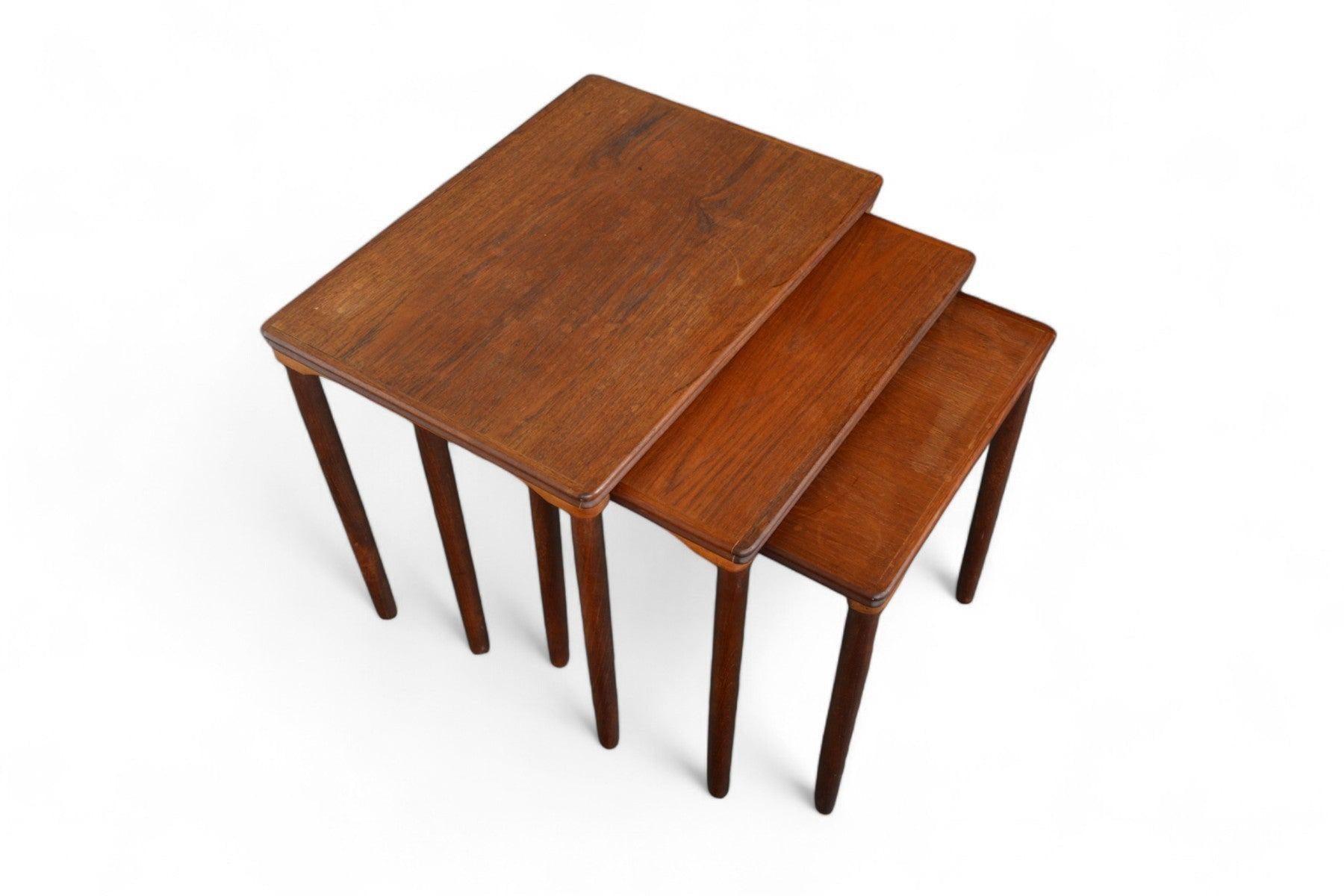 Set of e.w. Bach Danish Modern Nesting Tables in Teak For Sale 2