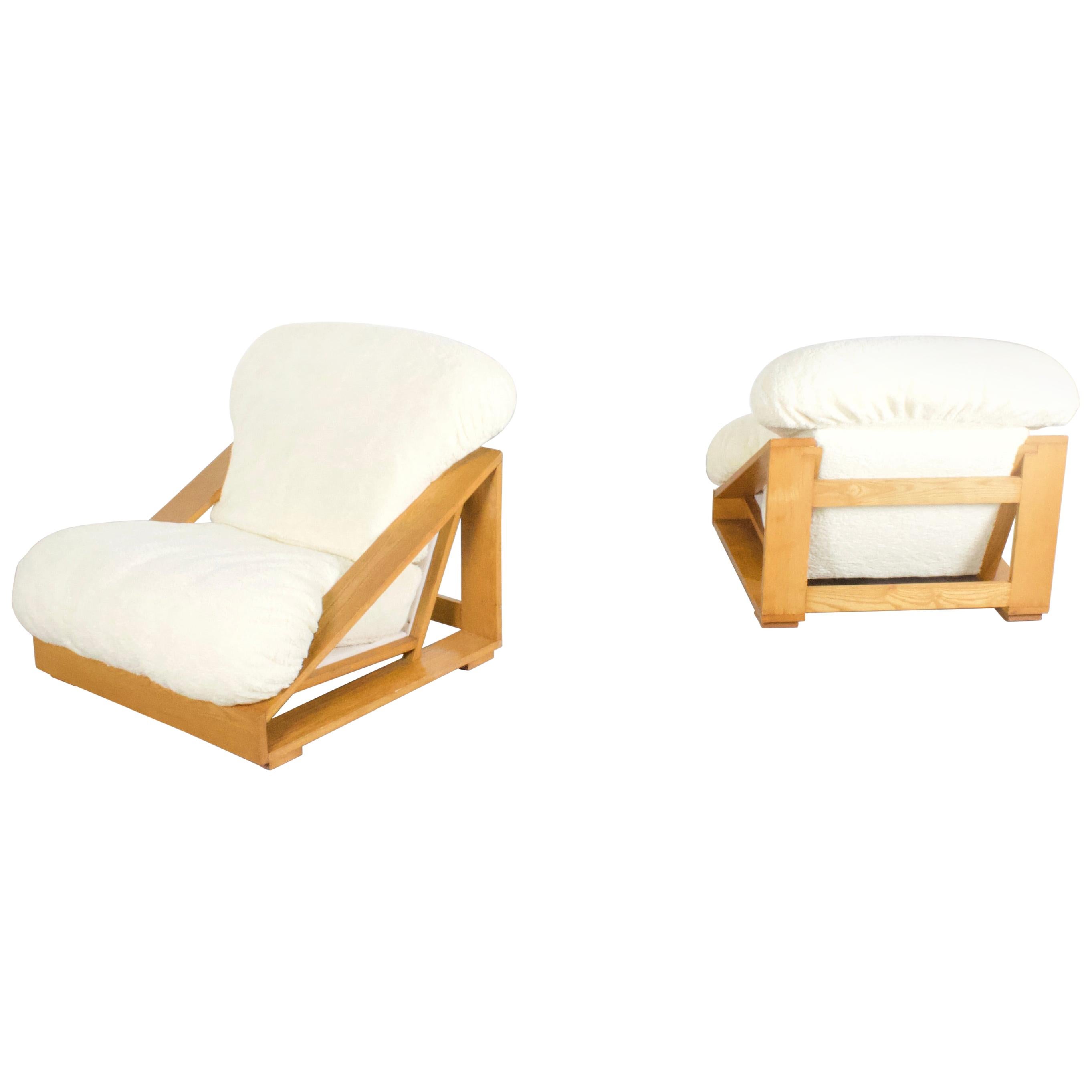 Fauteuils de salon en pin et en teck de Renato Toso et Roberto Pamio pour Stilwood, 1970 en vente