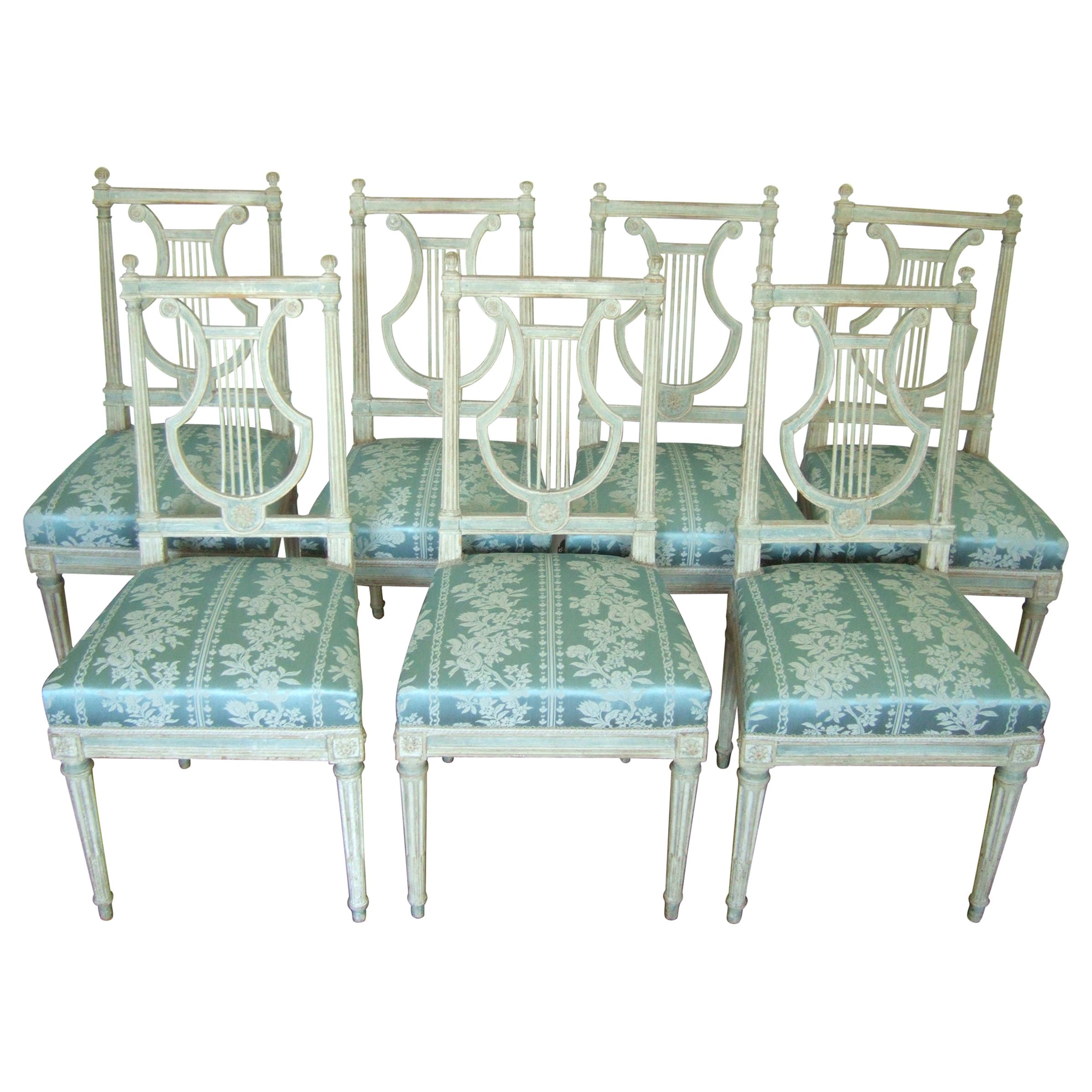 French chairs Original Jacob Model Lyre of Louis XVI, Late 18th Century  For Sale