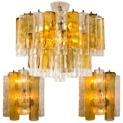 Set of Extra Large Barovier Toso Light Fixtures, Two Wall Lights, One Chandelier