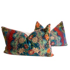 Set of Extra Large Throw Pillows with Velvet Mediterranean Pattern