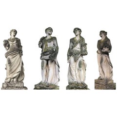 Set of Extraordinary Italian Stone Statues Representing the Four Seasons