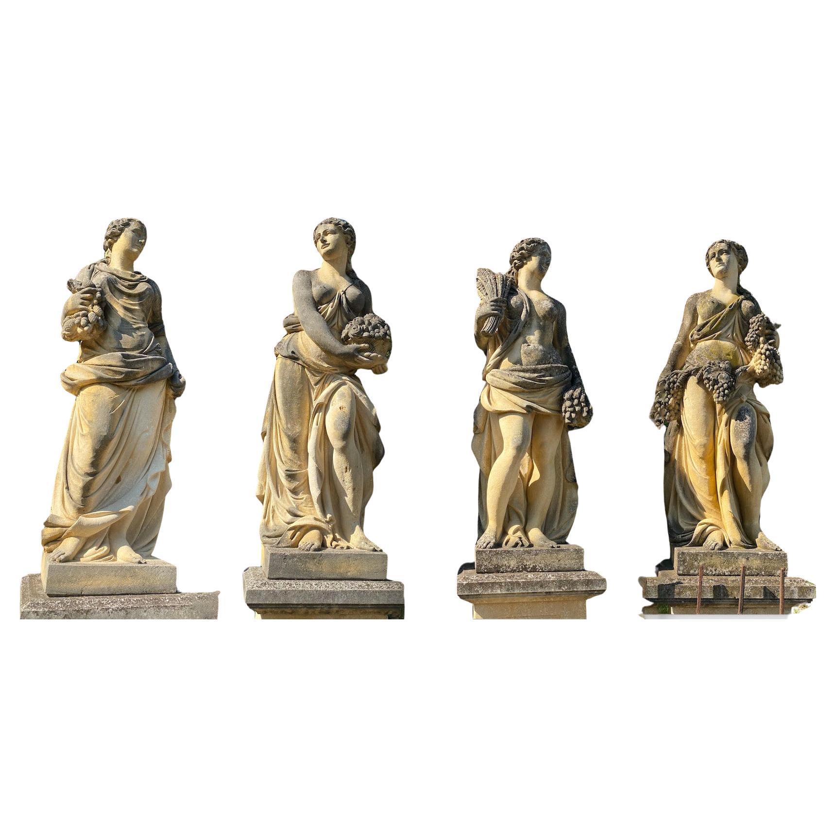 Set of Extraordinary Italian Stone Statues Representing the Four Seasons