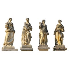 Ensemble d'extraordinaires statues italiennes en pierre représentant les quatre saisons