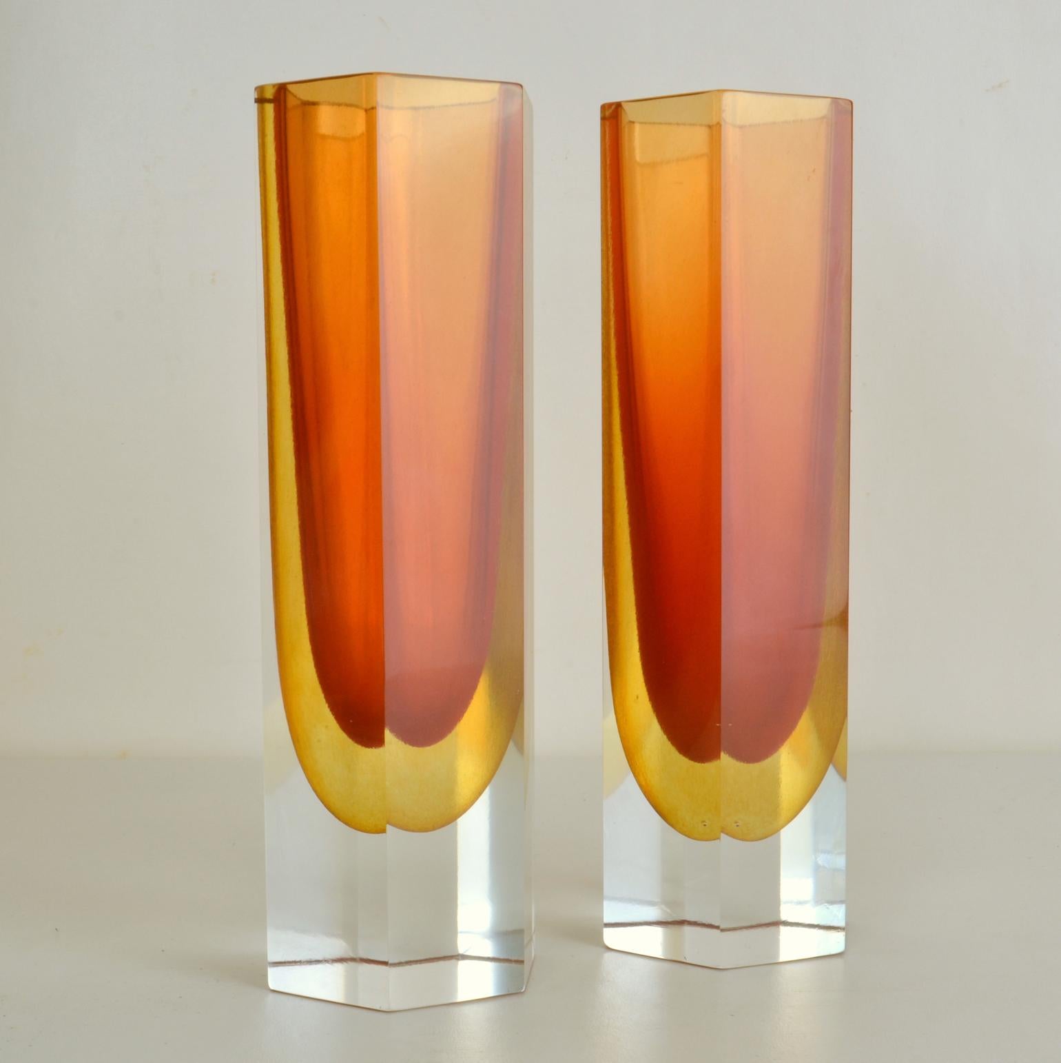Set of Faceted Glass Vases In Excellent Condition For Sale In London, GB