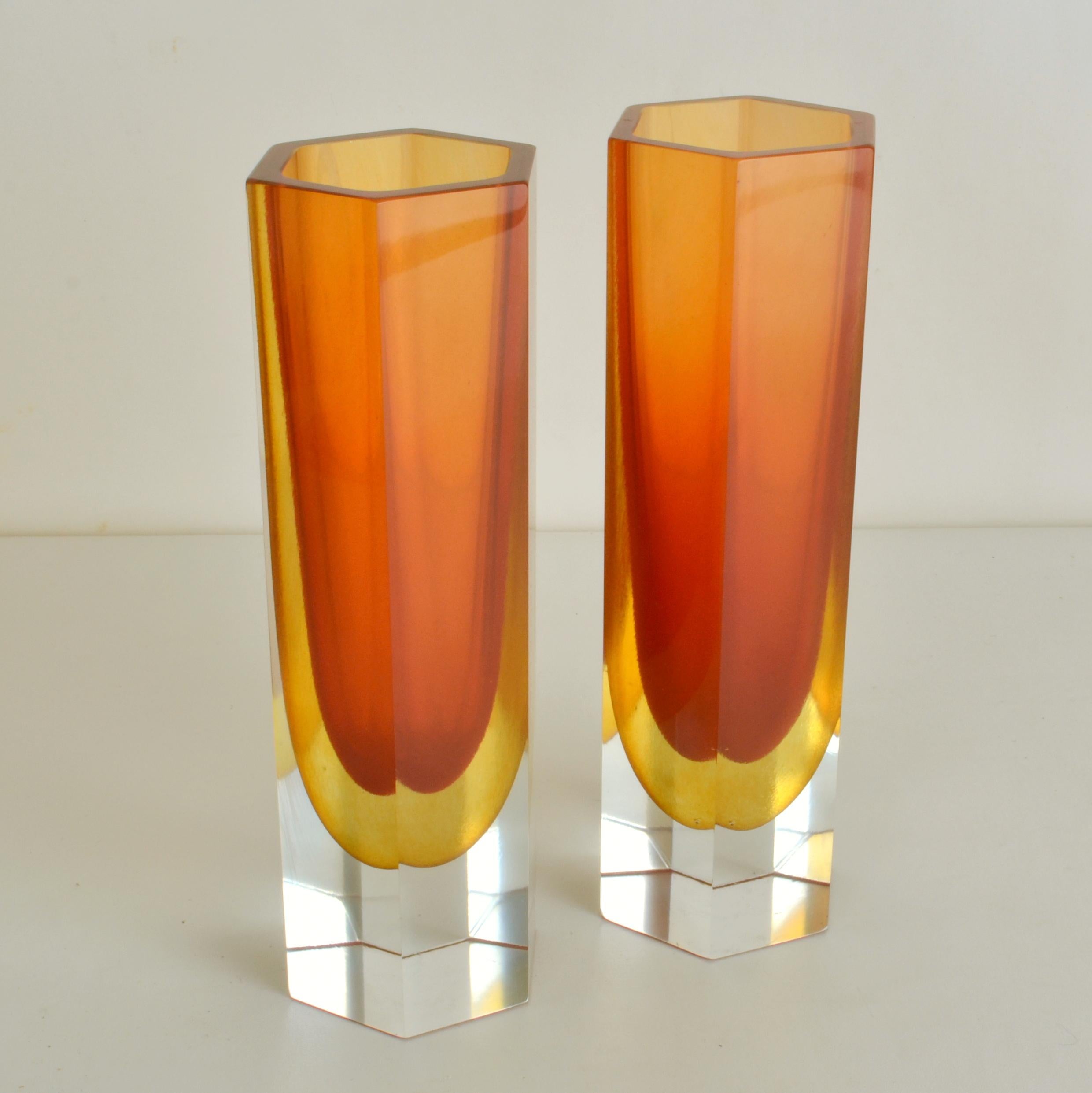 Contemporary Set of Faceted Glass Vases For Sale