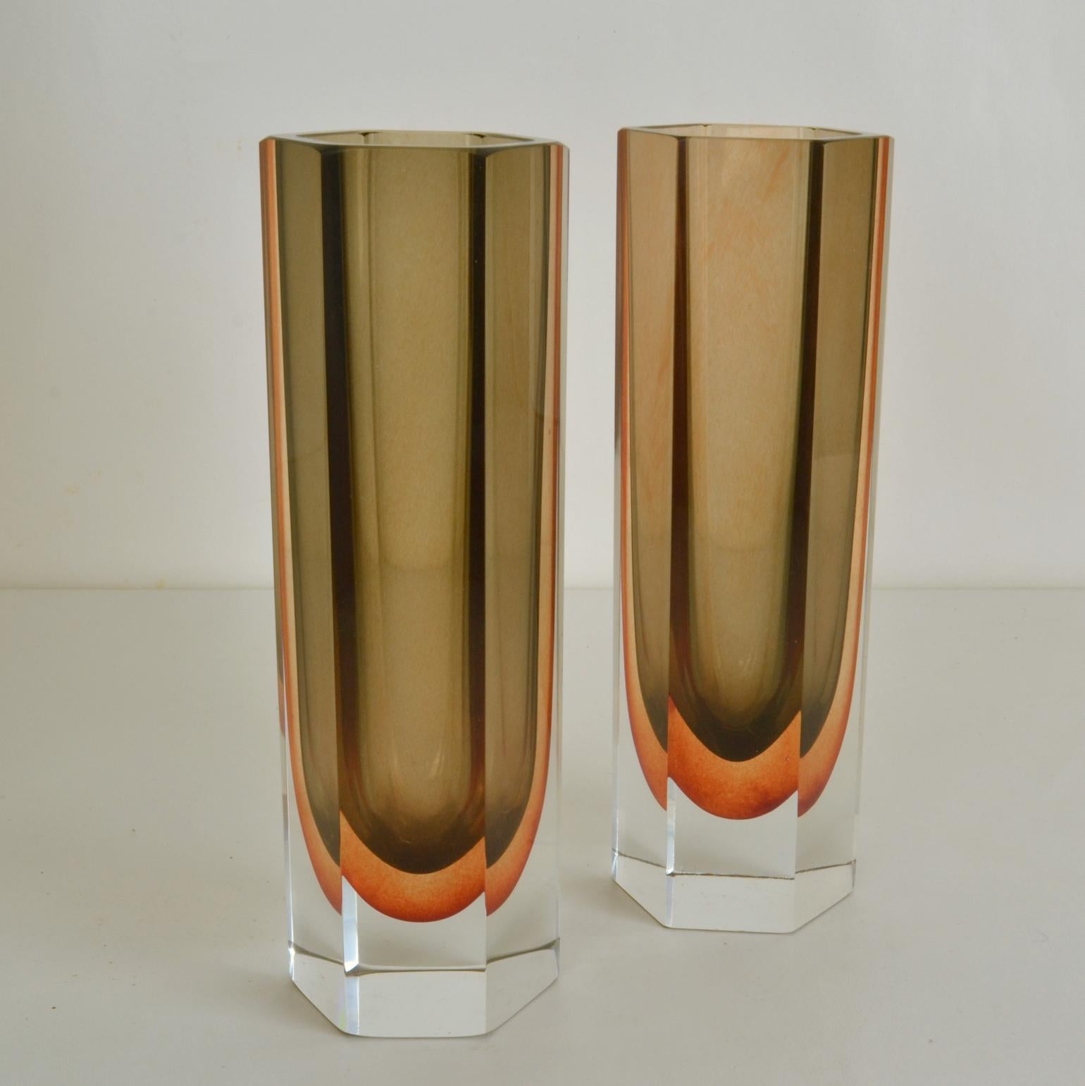 Set of Faceted Glass Vases For Sale 1
