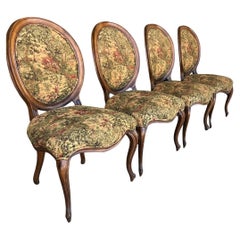 Set of Fairfield Upholstered Louis XV Medallion Back French Country Side Chair 