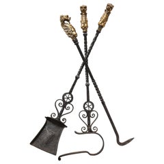 Antique Set of Fanciful Fire Tools