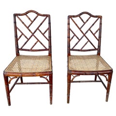 Set of Faux Bamboo and Cane Chairs Set of Faux Bamboo and Cane Chairs