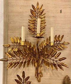 Set of Fern Shaped Gilt Metal Sconces