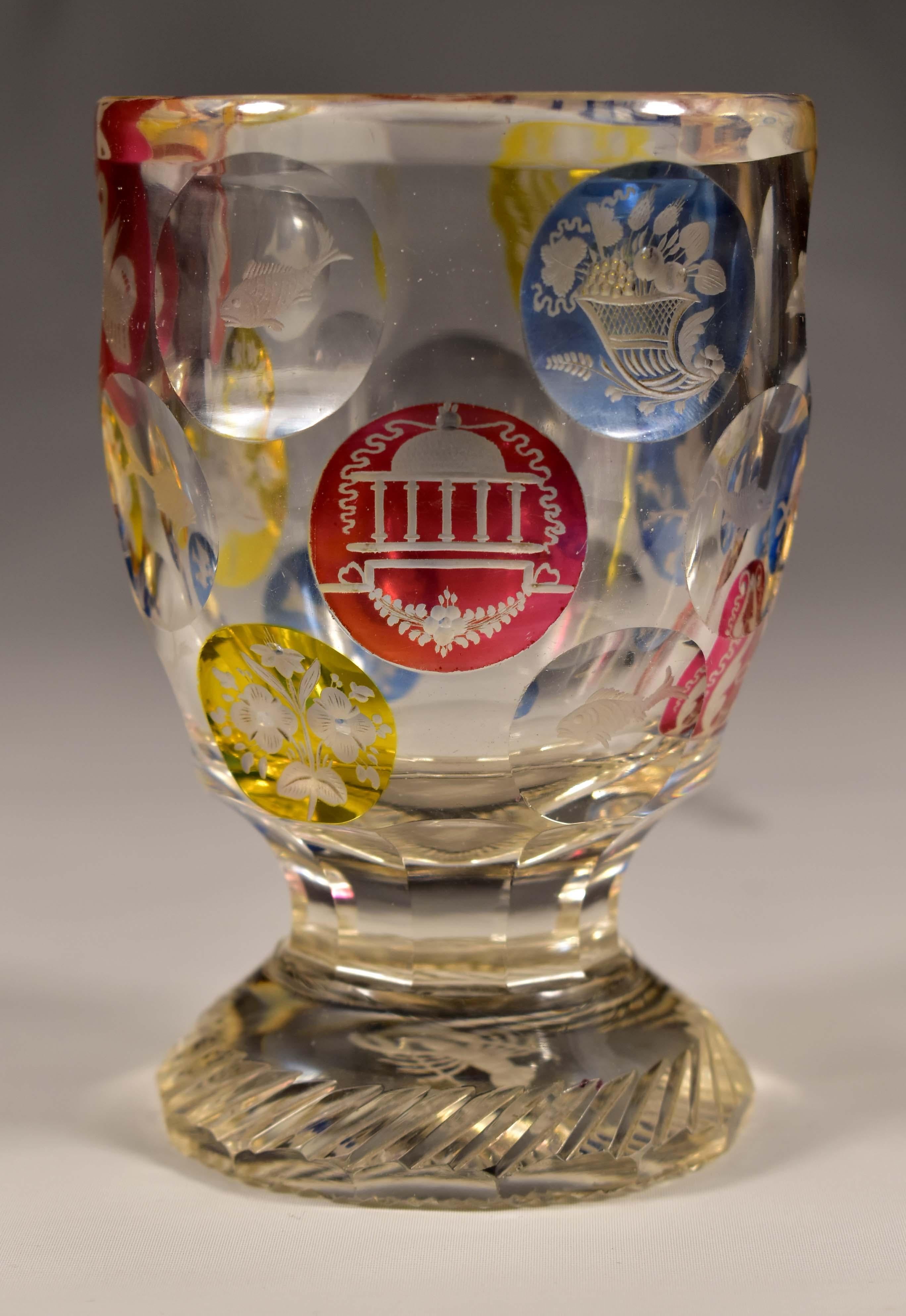 Set di tre bicchieri antichi, 19-20 secolo - Vetro di Boemia 4