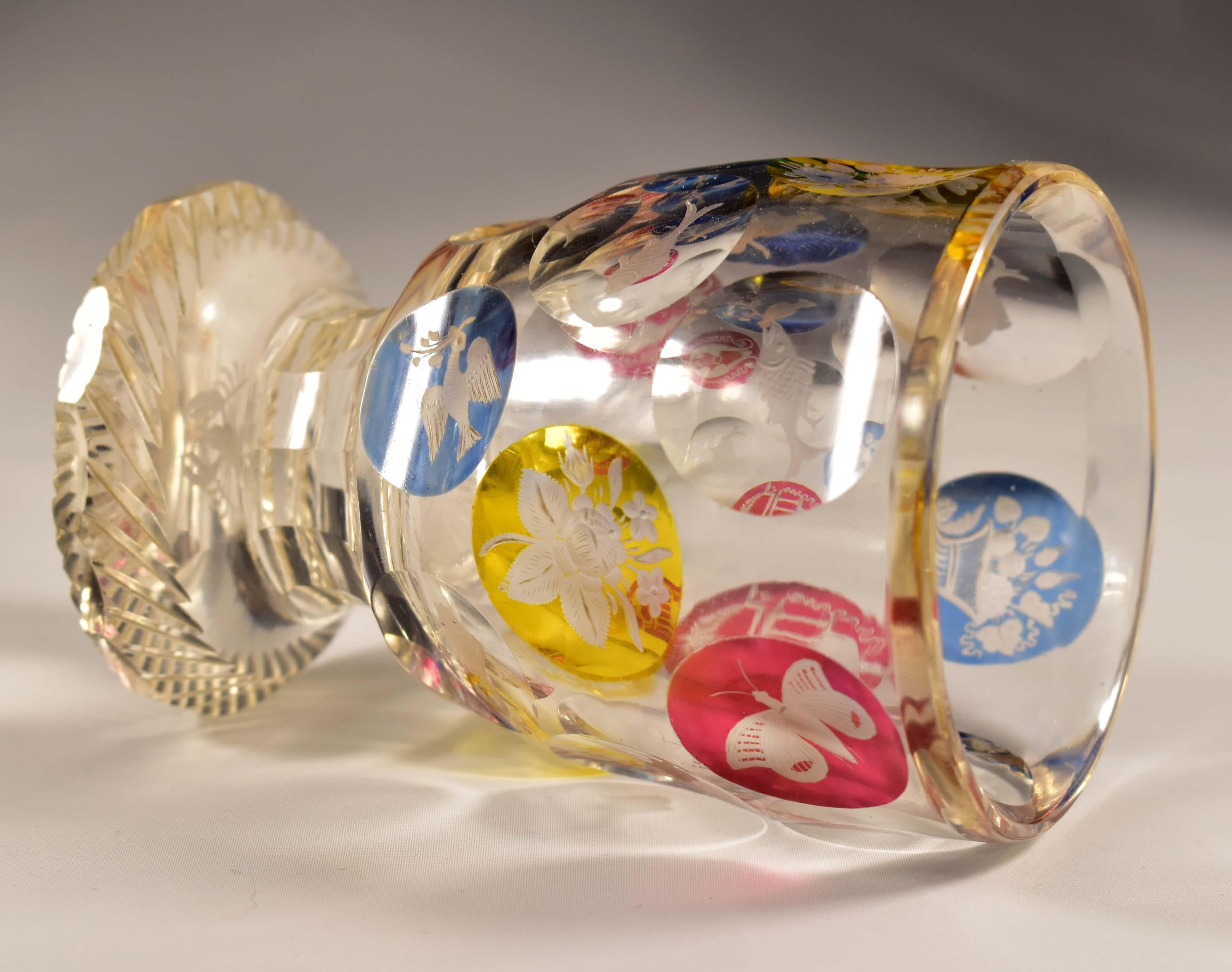 Set di tre bicchieri antichi, 19-20 secolo - Vetro di Boemia 7