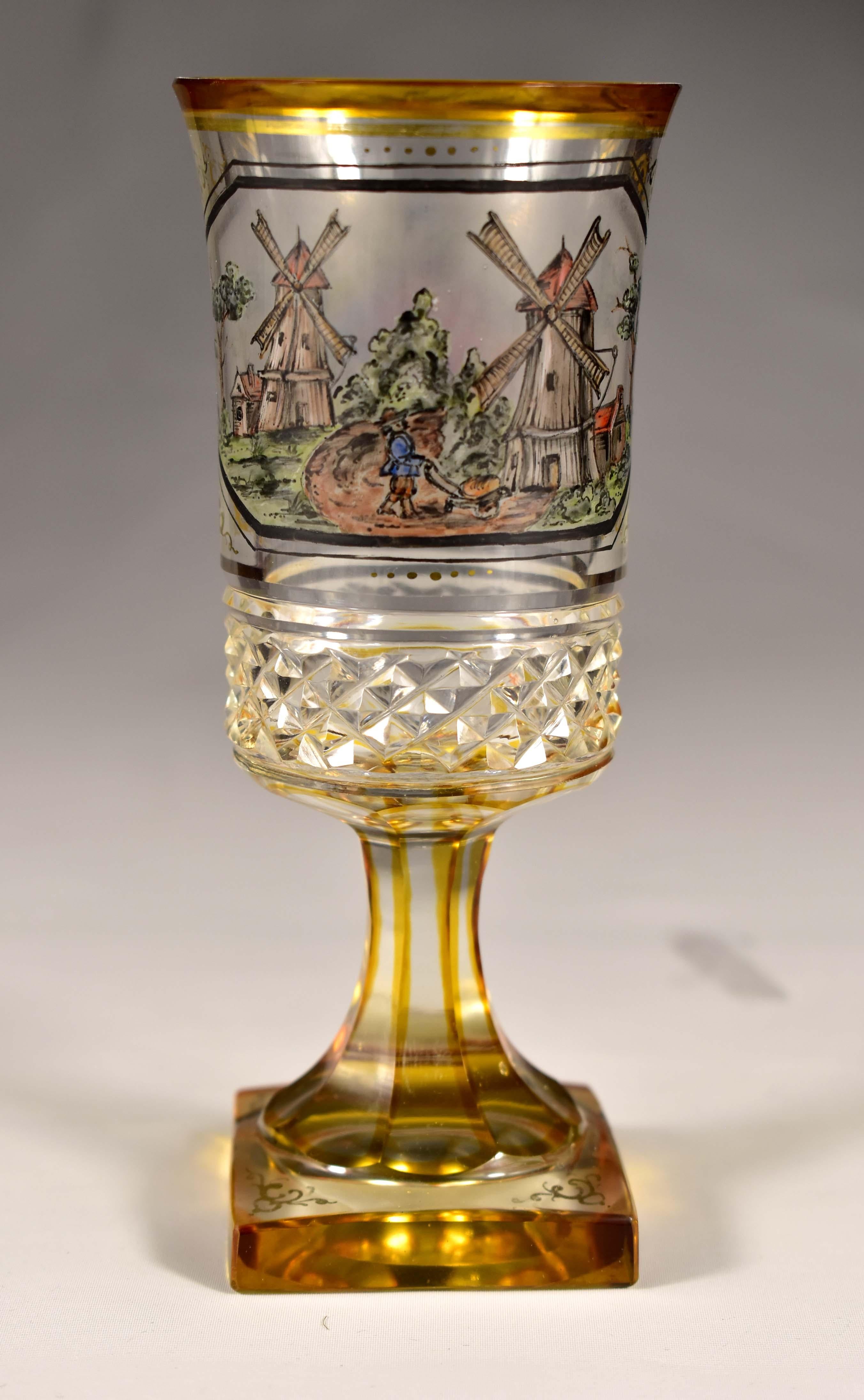 Set di tre bicchieri antichi, 19-20 secolo - Vetro di Boemia 9