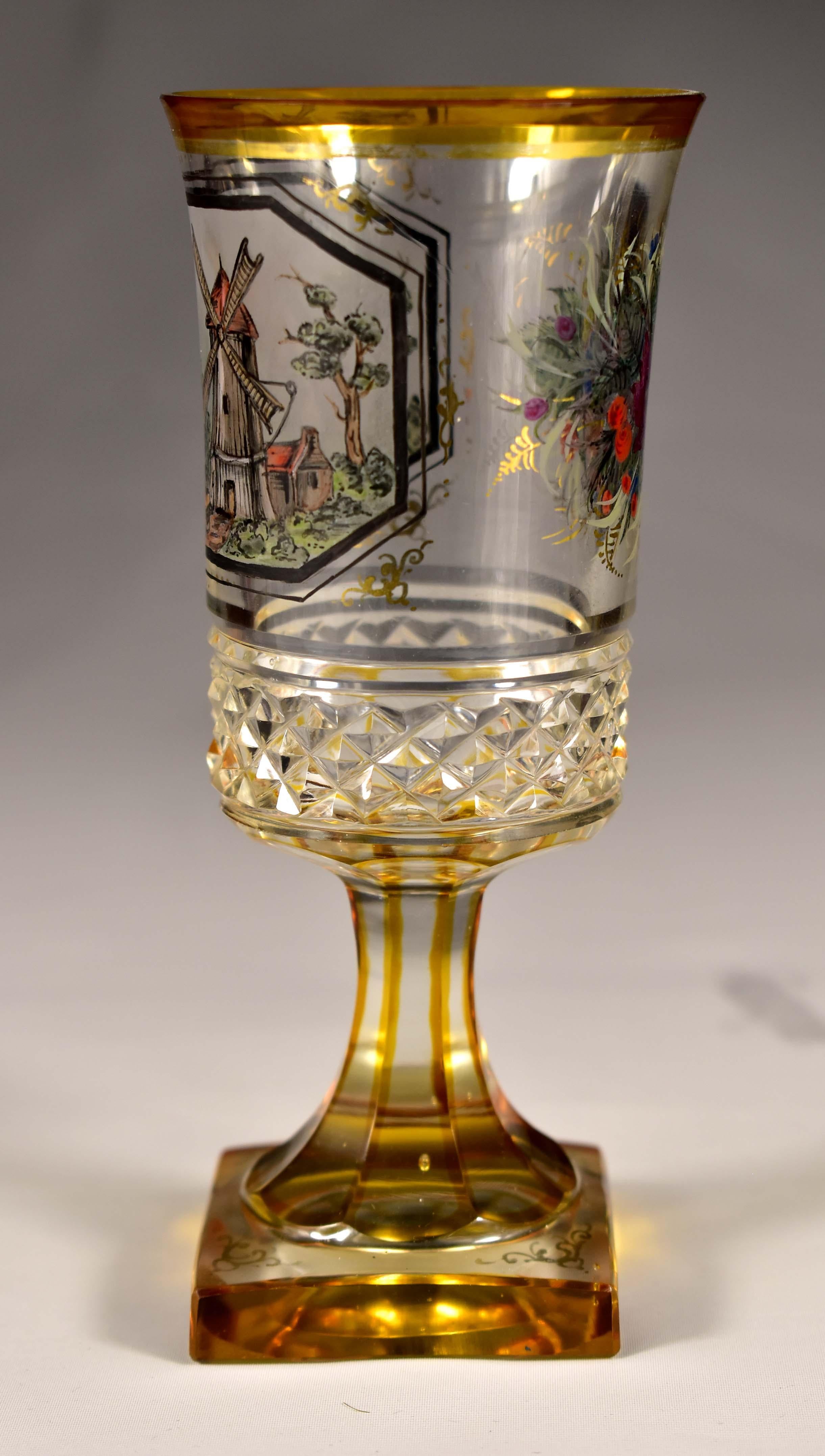 Set di tre bicchieri antichi, 19-20 secolo - Vetro di Boemia 10