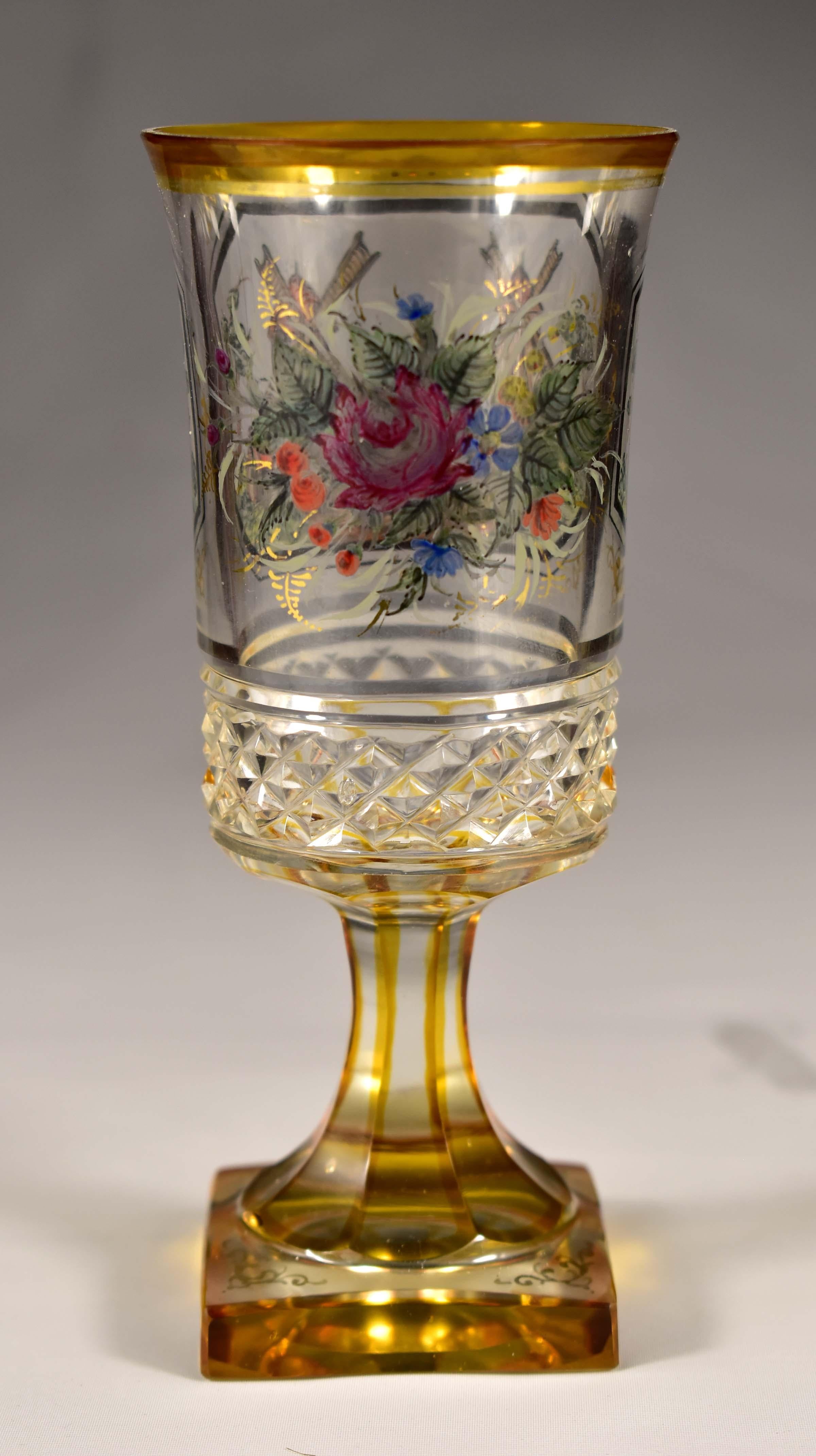 Set di tre bicchieri antichi, 19-20 secolo - Vetro di Boemia 11