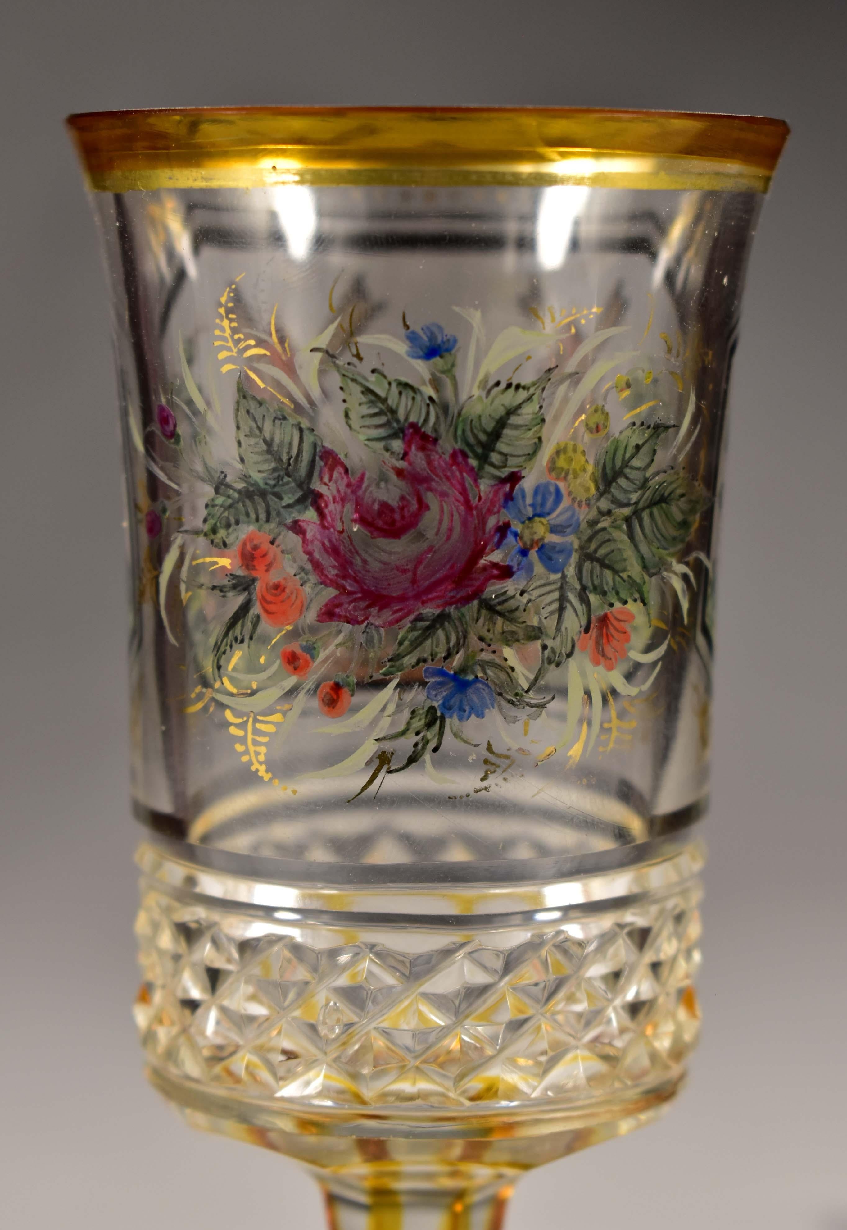 Set di tre bicchieri antichi, 19-20 secolo - Vetro di Boemia 13