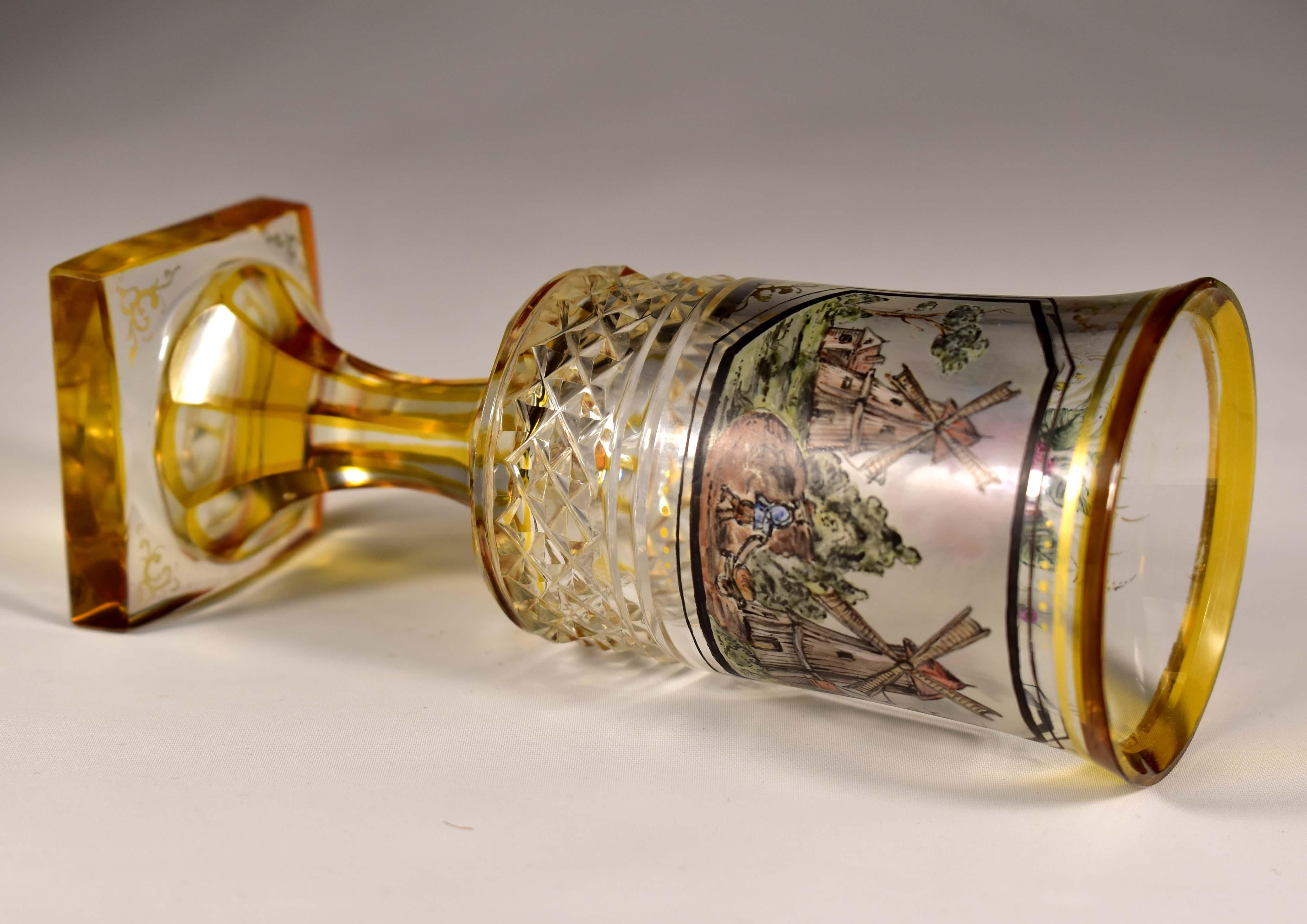 Set di tre bicchieri antichi, 19-20 secolo - Vetro di Boemia 14