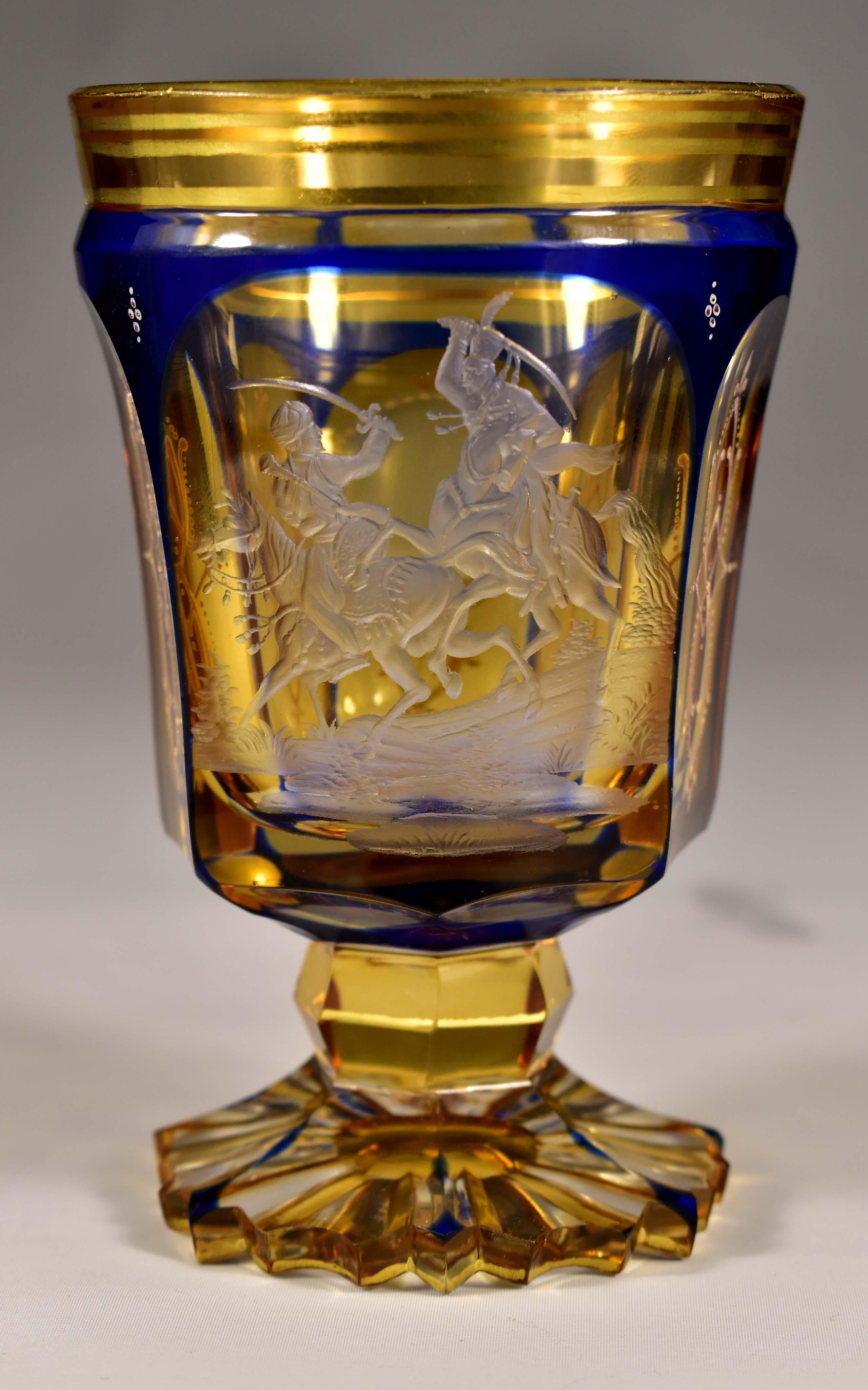 Biedermeier Set di tre bicchieri antichi, 19-20 secolo - Vetro di Boemia