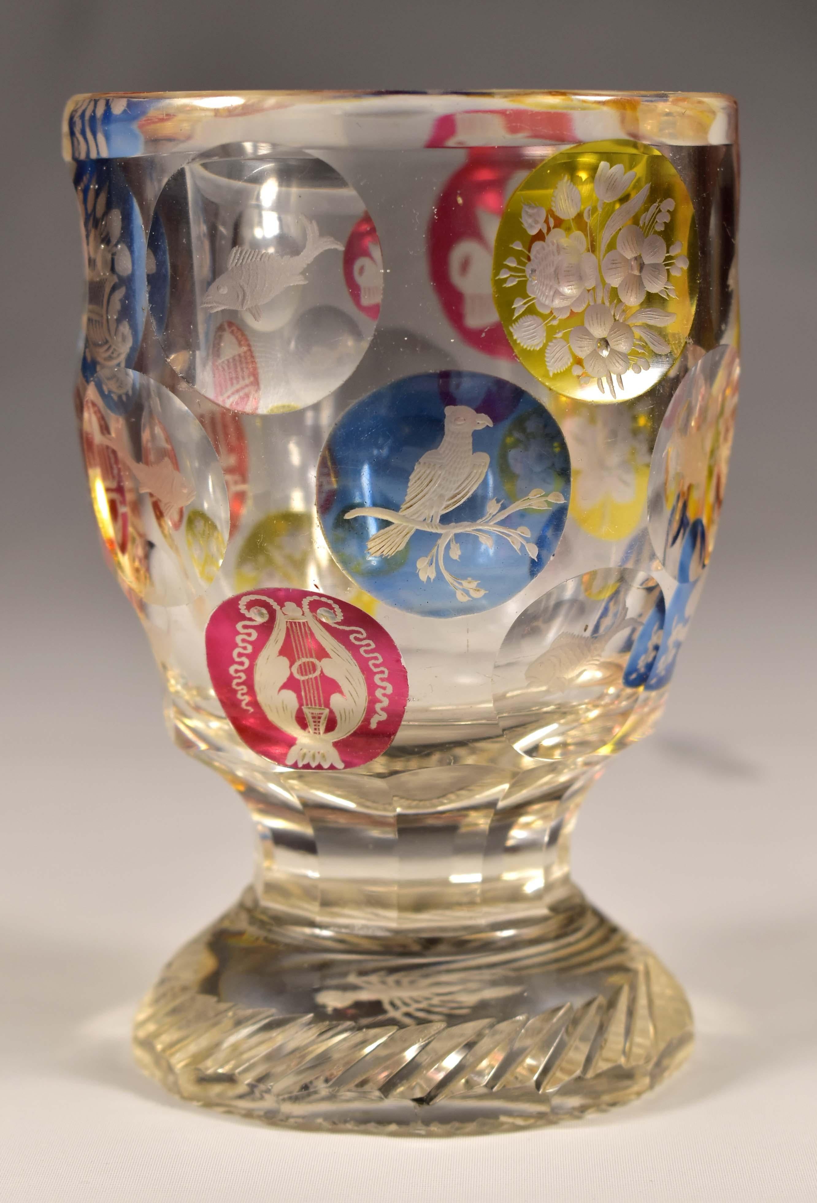 Set di tre bicchieri antichi, 19-20 secolo - Vetro di Boemia 3