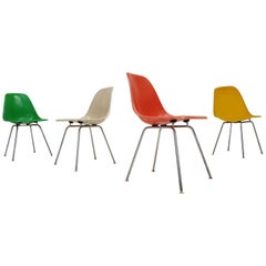 Set of Fibreglass Charles and Ray Eames Designed DSX Chairs for Herman Miller