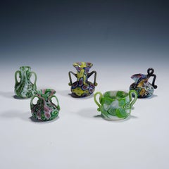 Set of Fife Antique Millefiori Vases by Fratelli Toso, Murano