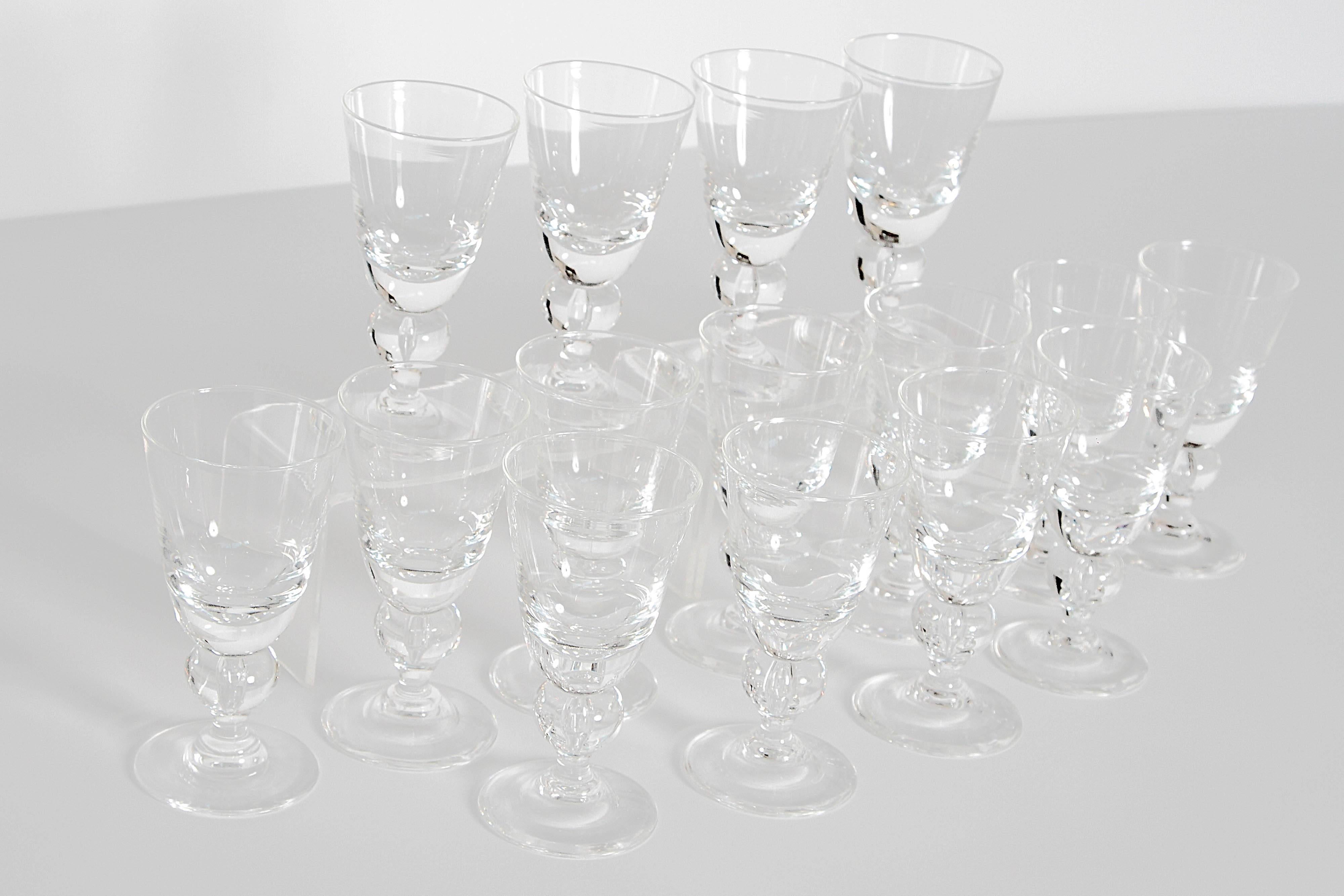 Mid-Century Modern Set of 15 Steuben Baluster Water Goblets