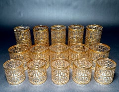 Satz von fünfzehn Imperial Glass Co. "Shoji Trellis" Vergoldete Becher