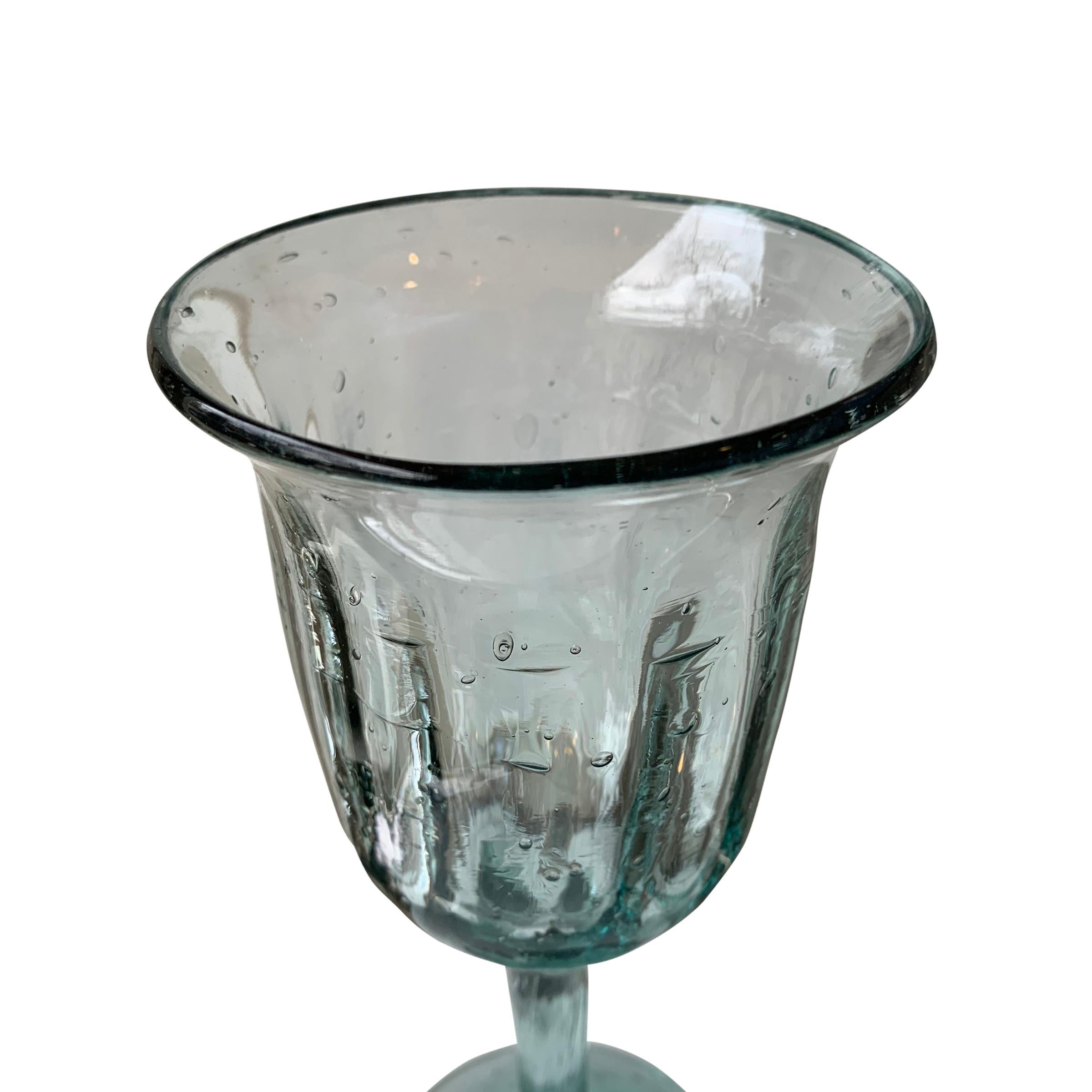 Rustic Set of Fifteen Mexican Hand Blown Wine Glasses