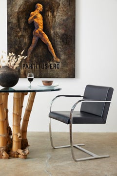 Set of Fifteen Mies van der Rohe Leather Flat Bar Brno Armchairs