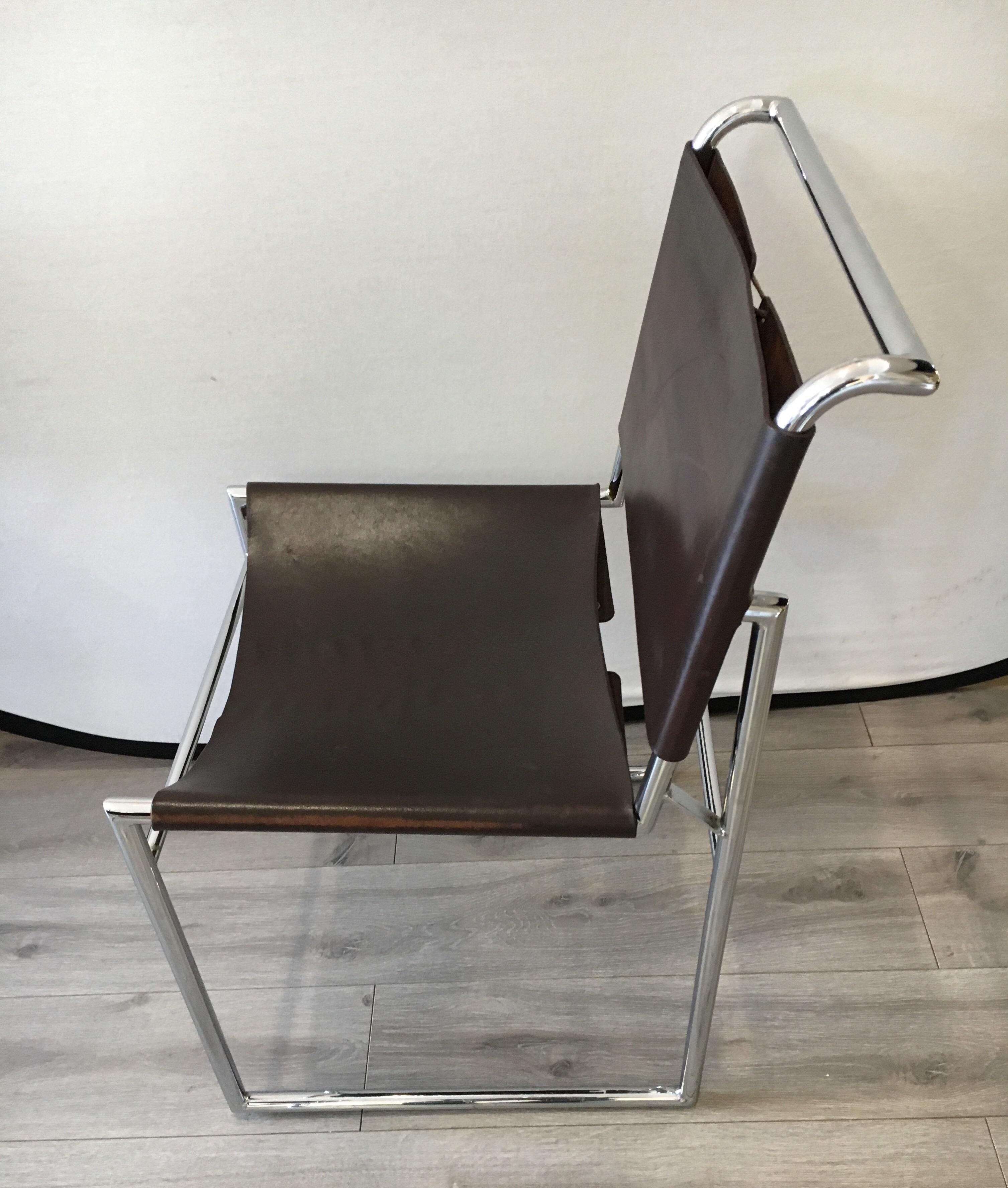 Italian  Set of Fifty Matching Marcel Breuer B40 Brown Leather with Corset Dining Chairs