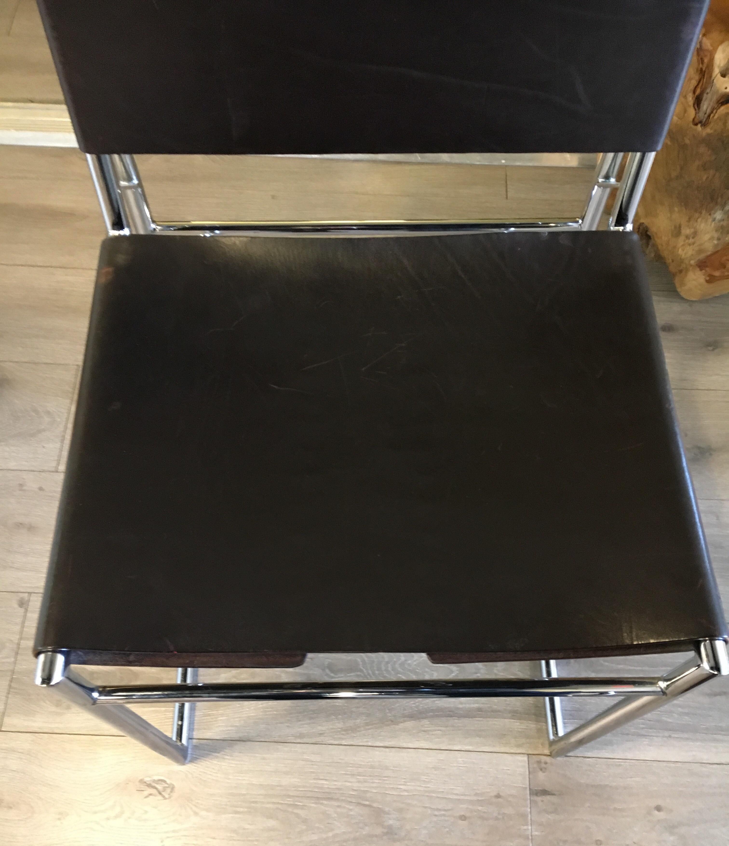  Set of Fifty Matching Marcel Breuer B40 Brown Leather with Corset Dining Chairs In Good Condition In West Hartford, CT