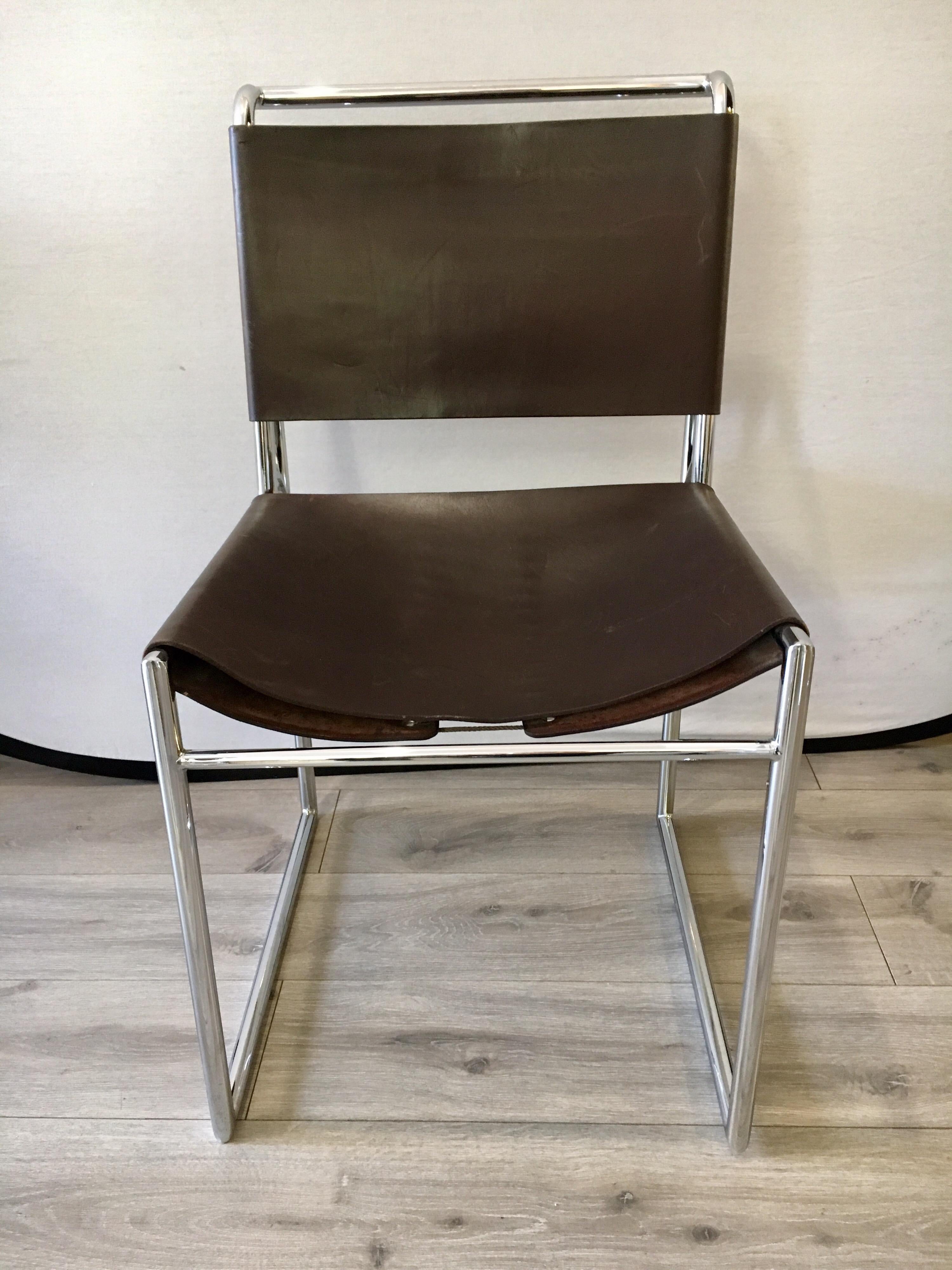 Late 20th Century  Set of Fifty Matching Marcel Breuer B40 Brown Leather with Corset Dining Chairs