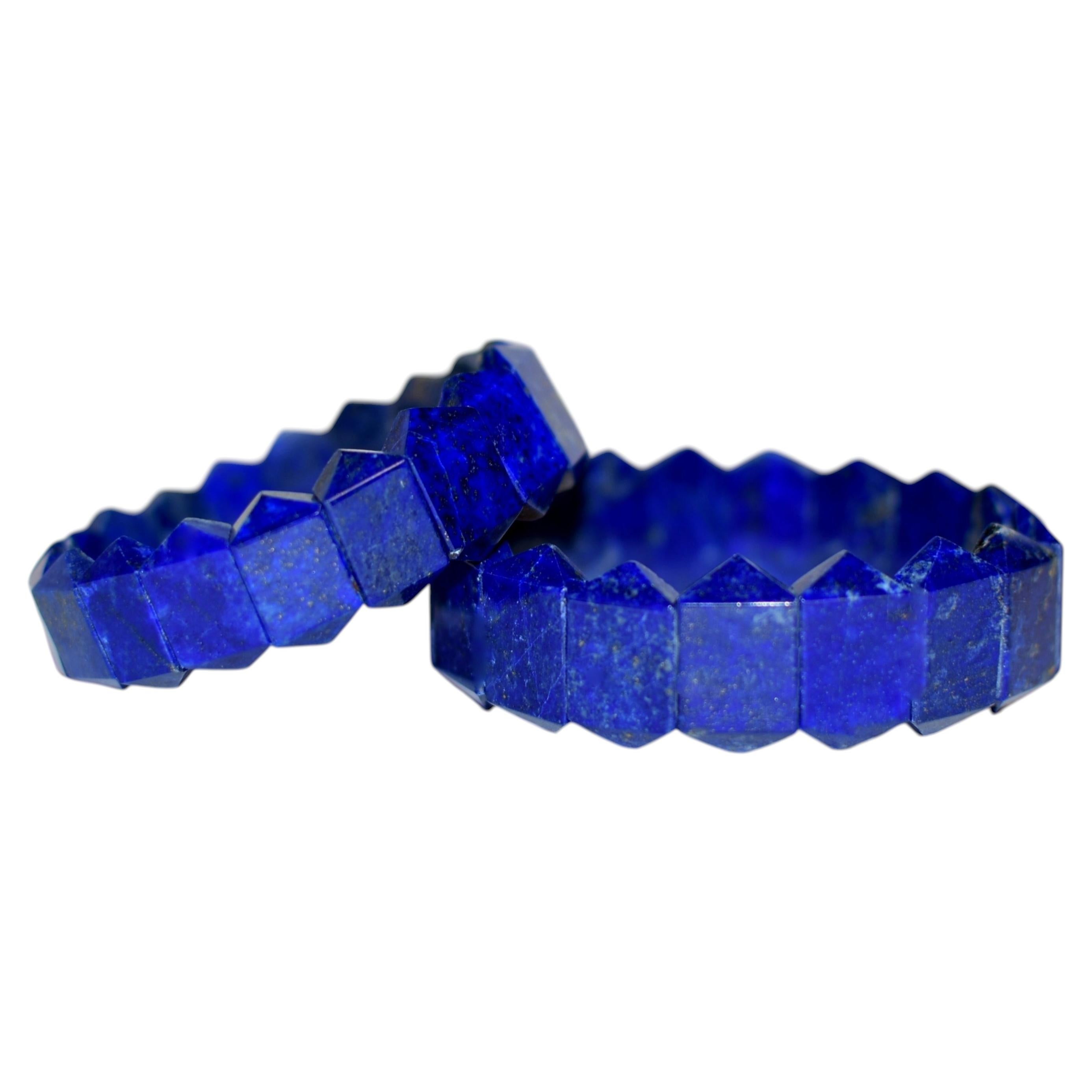 Set of Fine Lapis Lazuli Bracelets AAAA-Grade