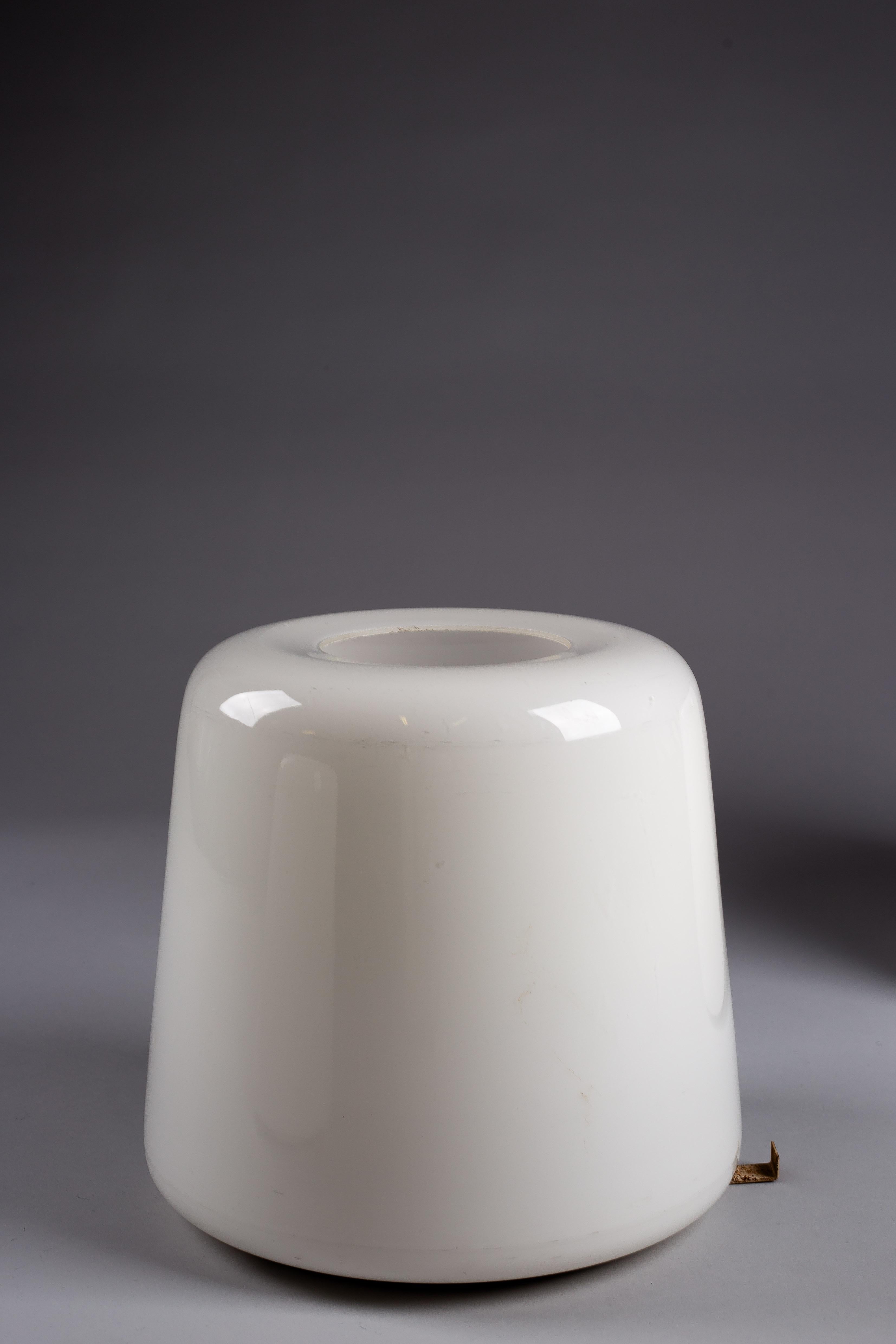 Metal Set of Finnish mid-century modern opaline glass flush mounts For Sale