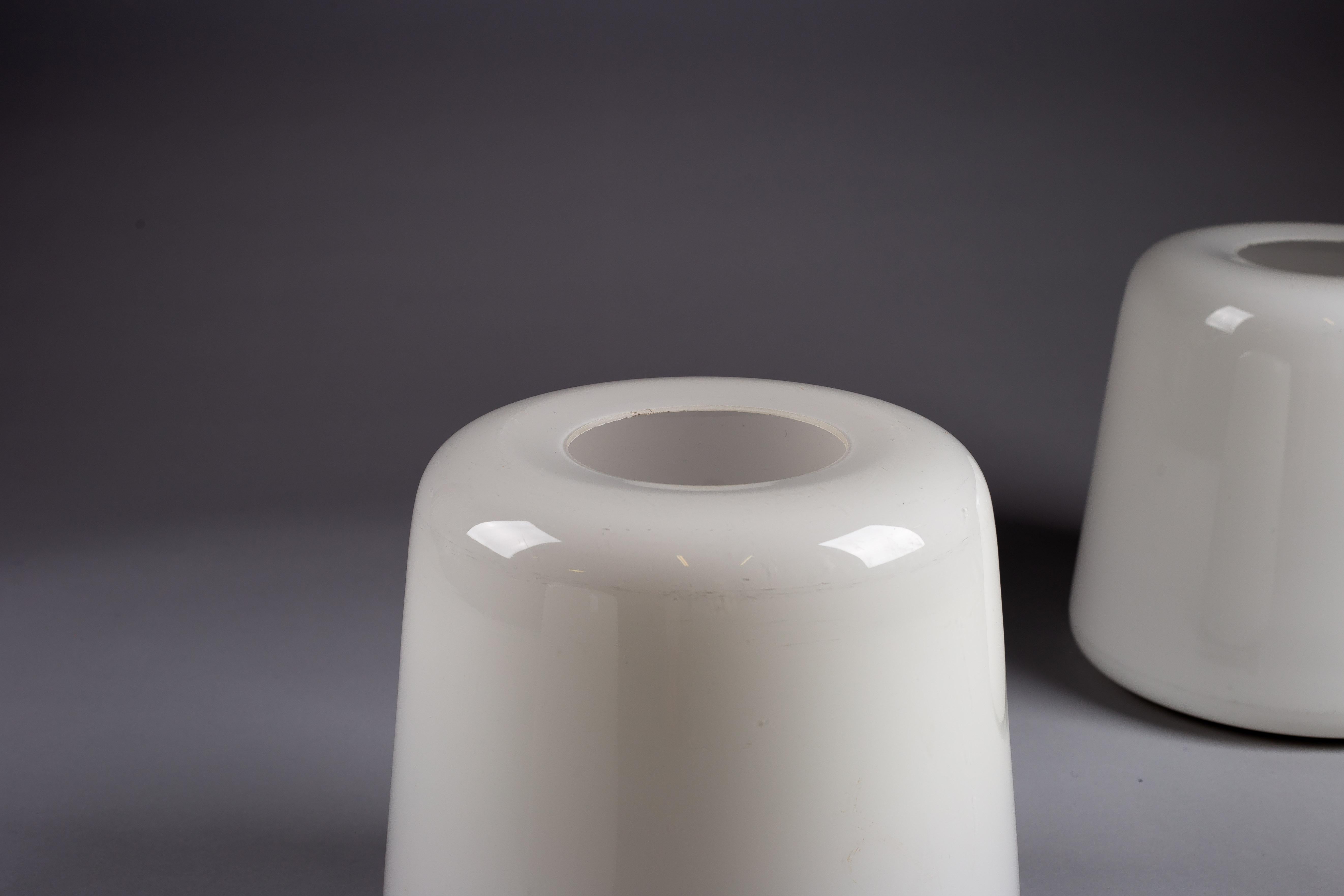 Set of Finnish mid-century modern opaline glass flush mounts For Sale 2