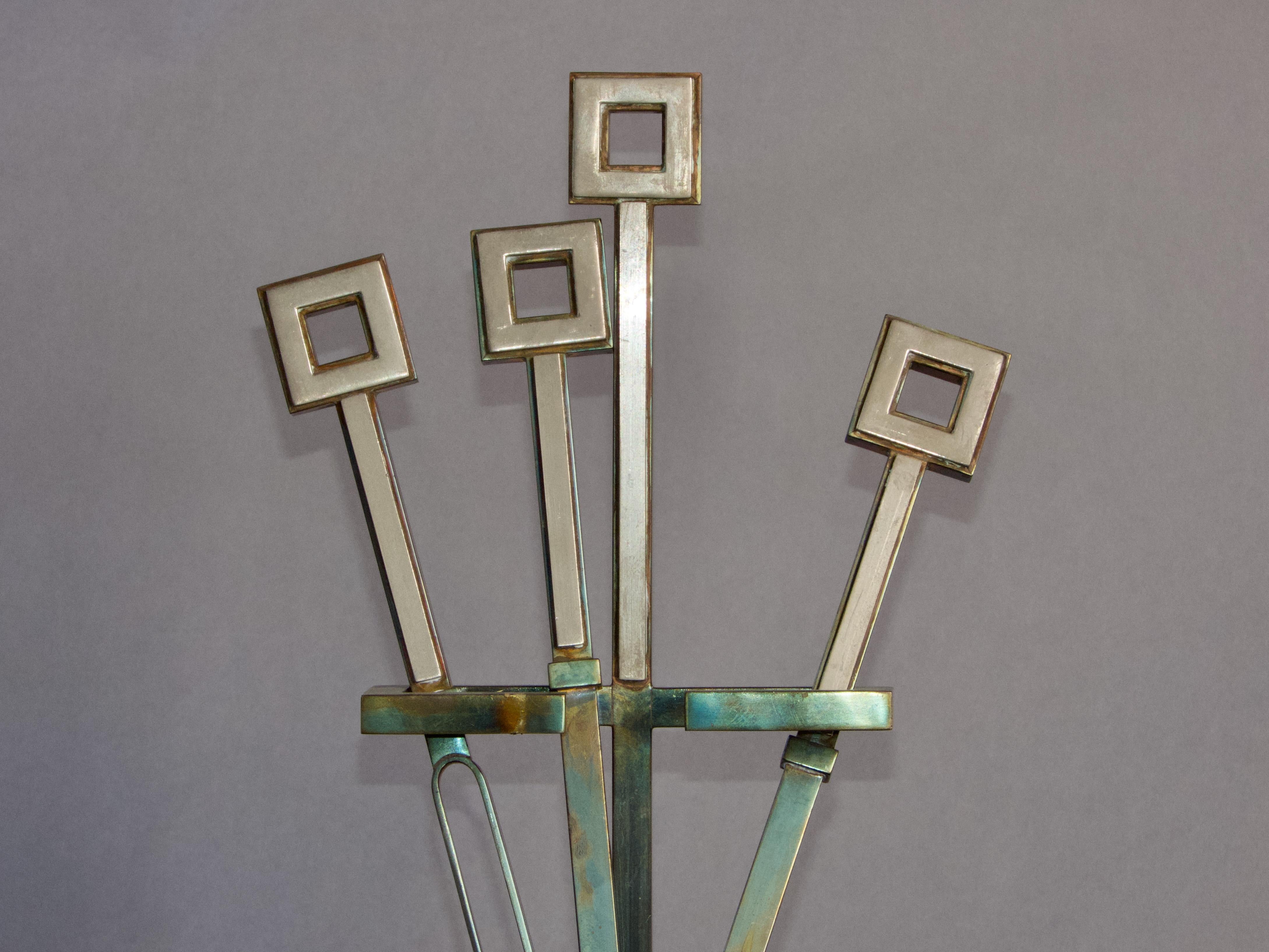 Metal Set of fire place Romeo Rega style For Sale