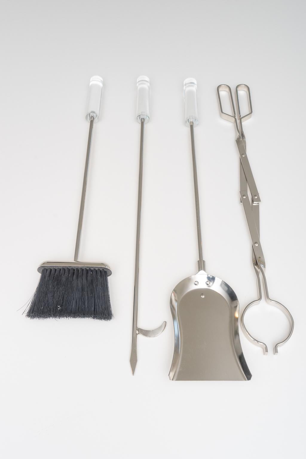 Set of Fire Tools in Lucite and Nickel For Sale 10