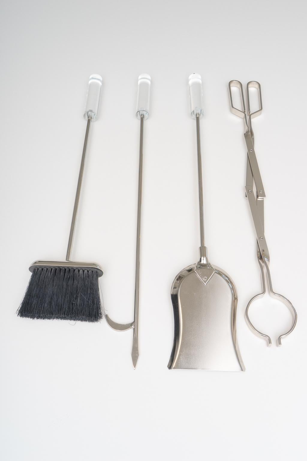 Set of Fire Tools in Lucite and Nickel For Sale 11