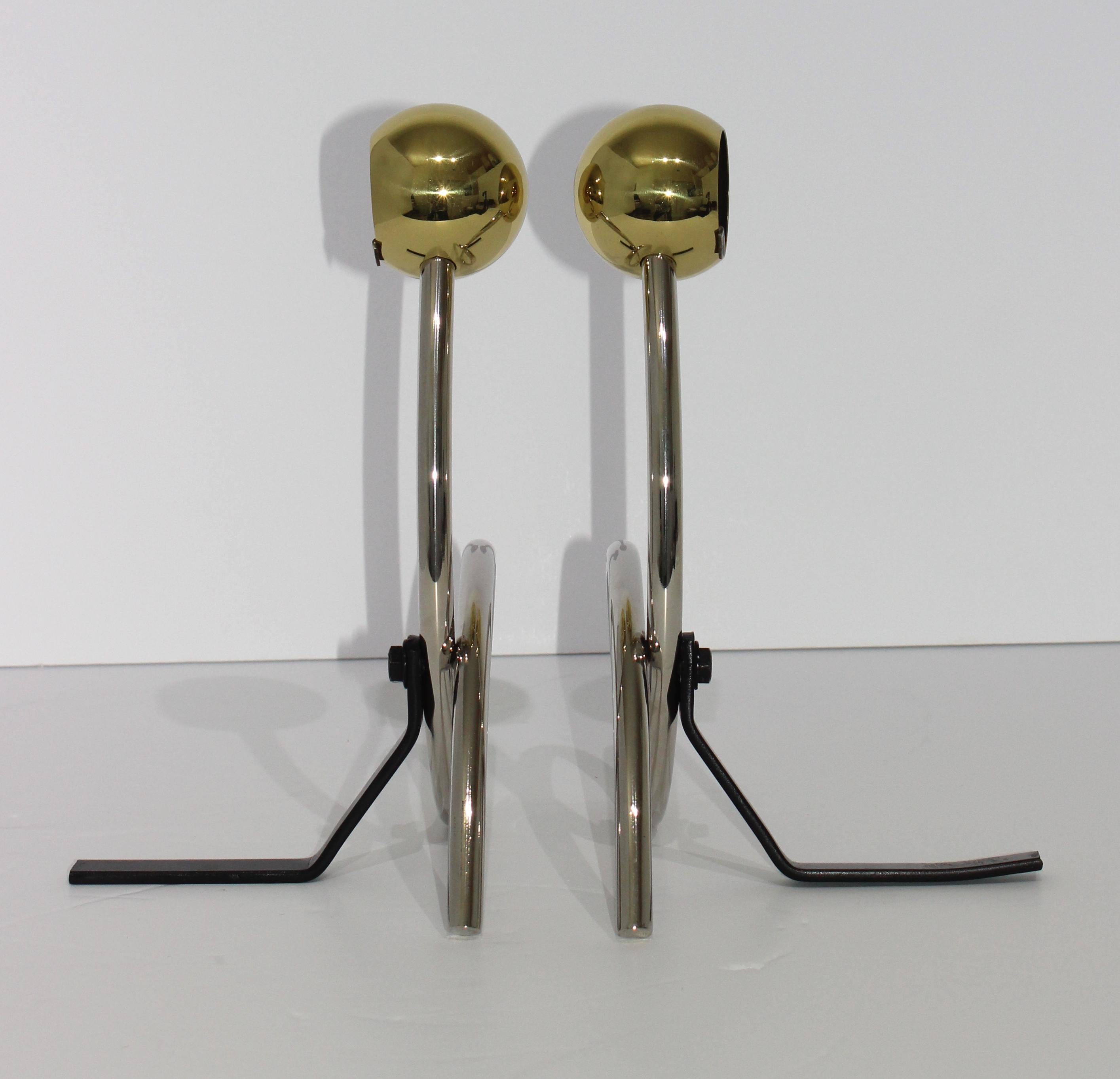 Mid-Century Modern Set of Firetools and Andirons by Donald Deskey For Sale