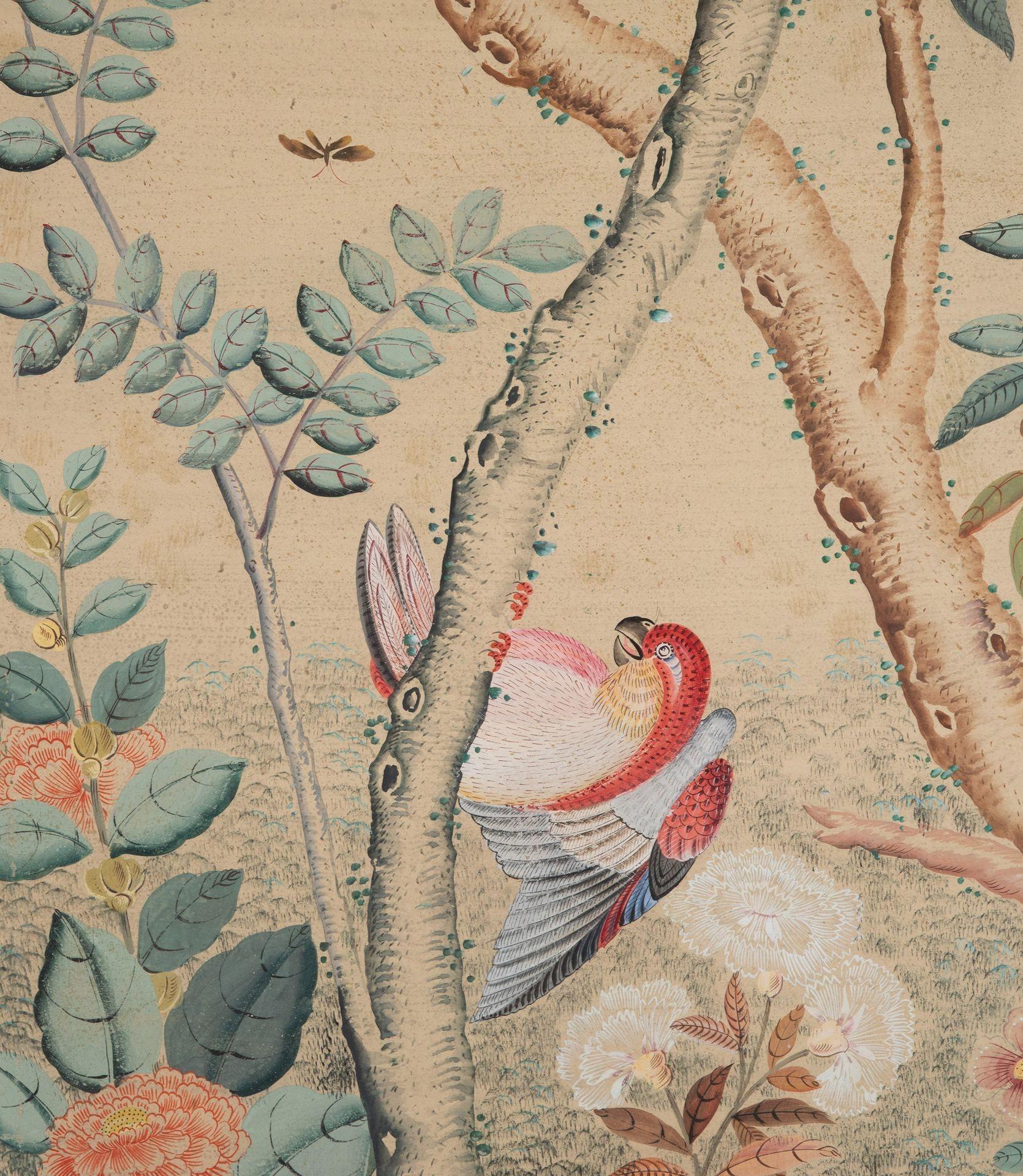 Set of Five 18th Century Chinoiserie Style Framed Wallpaper Panels For Sale 7