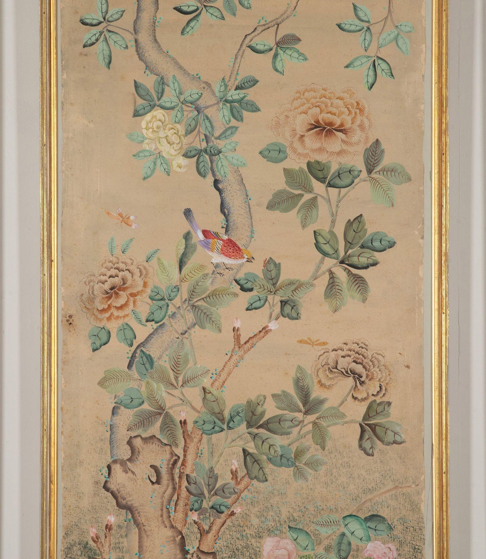 Italian Set of Five 18th Century Chinoiserie Style Framed Wallpaper Panels For Sale