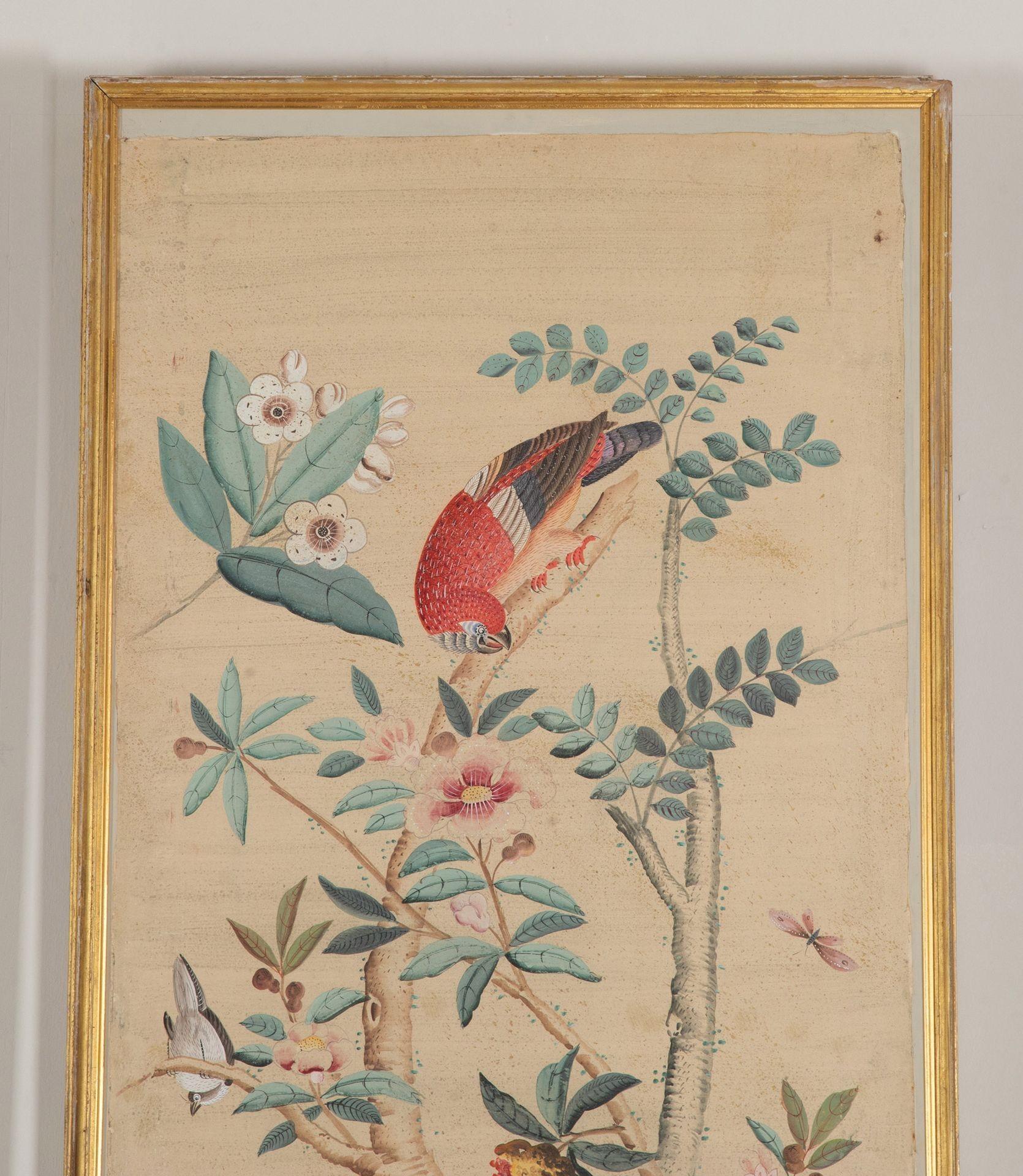 Set of Five 18th Century Chinoiserie Style Framed Wallpaper Panels In Good Condition For Sale In Gloucestershire, GB