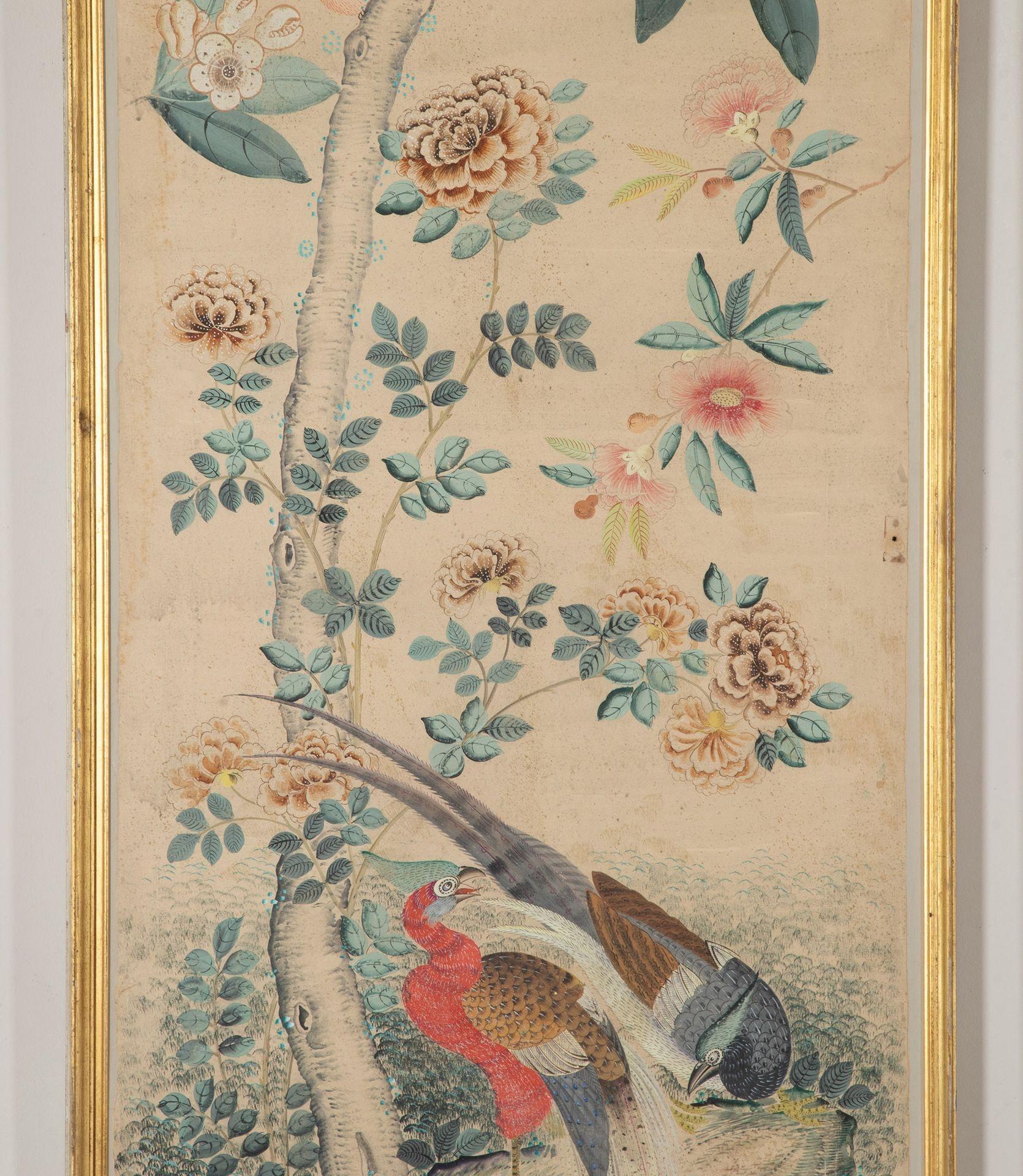 Set of Five 18th Century Chinoiserie Style Framed Wallpaper Panels For Sale 1