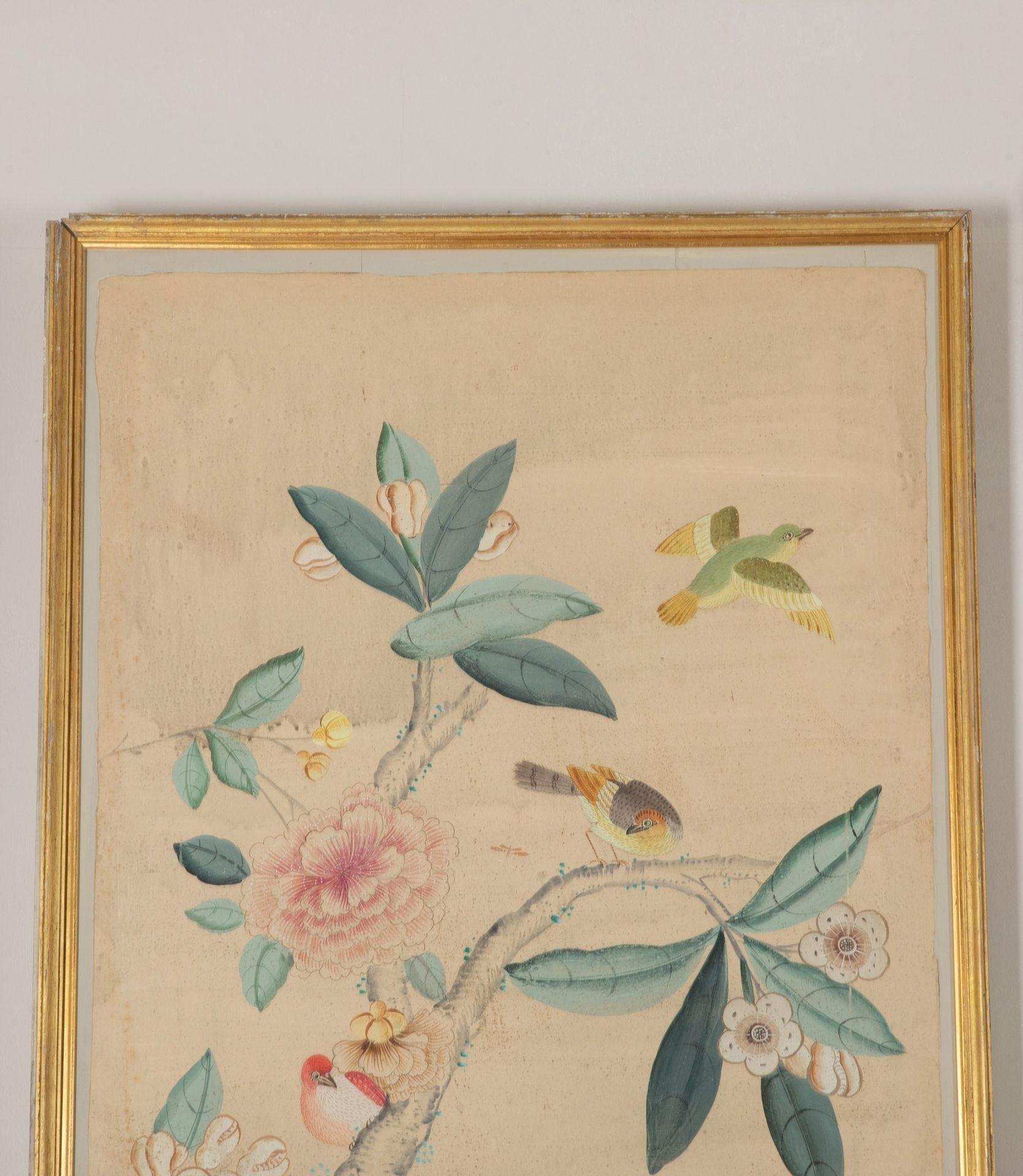 Set of Five 18th Century Chinoiserie Style Framed Wallpaper Panels For Sale 2