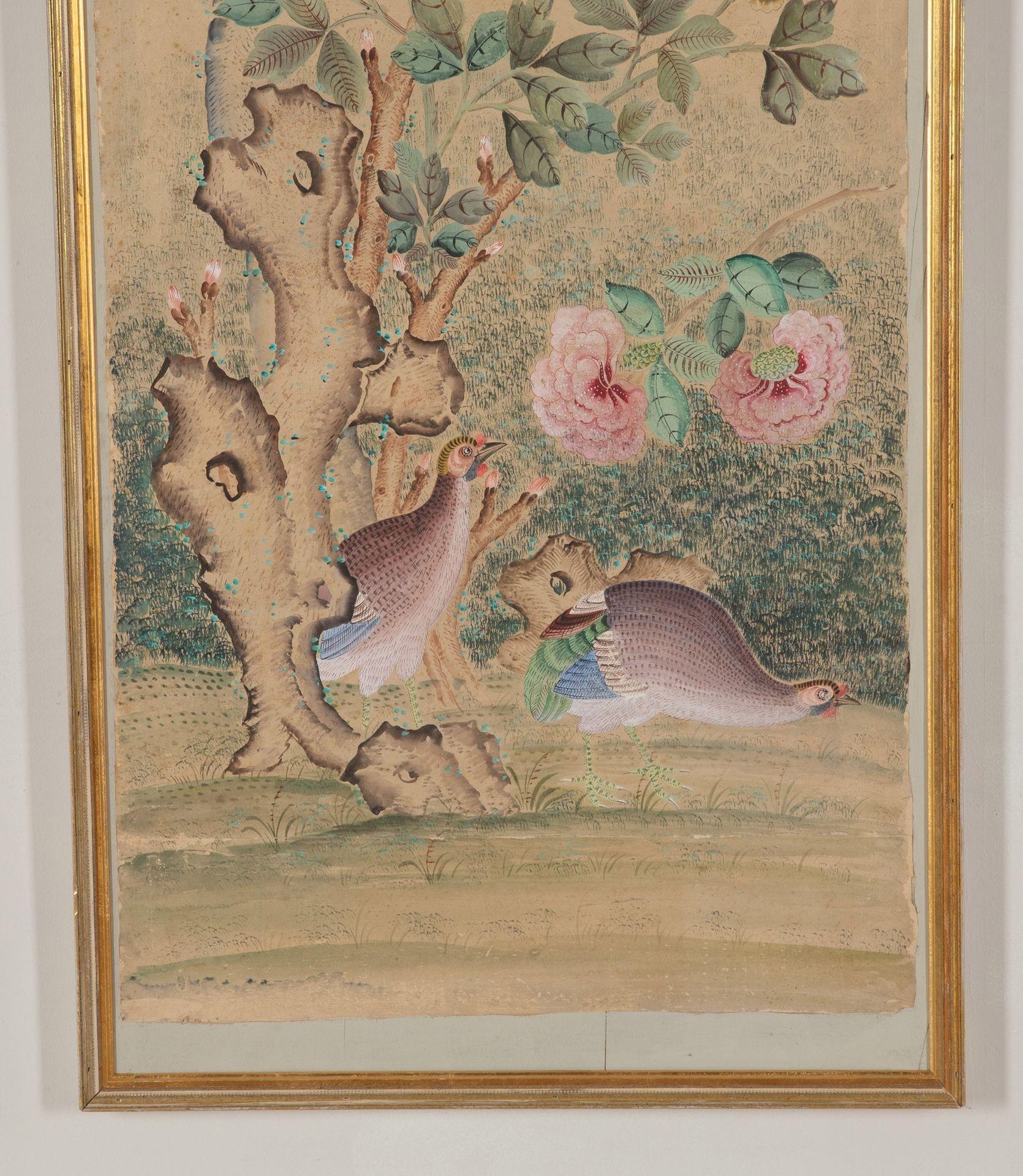 Set of Five 18th Century Chinoiserie Style Framed Wallpaper Panels For Sale 3