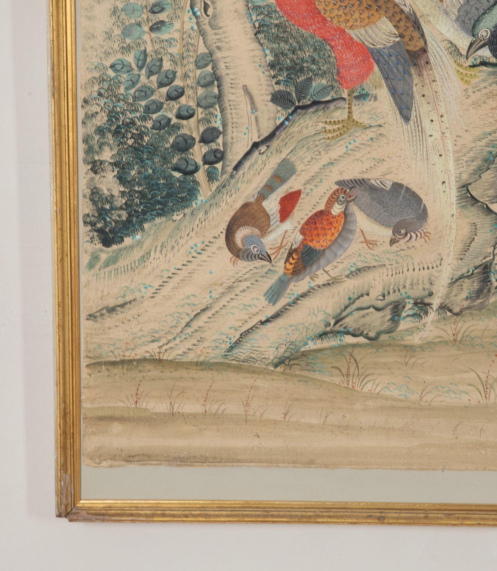 Set of Five 18th Century Chinoiserie Style Framed Wallpaper Panels For Sale 4