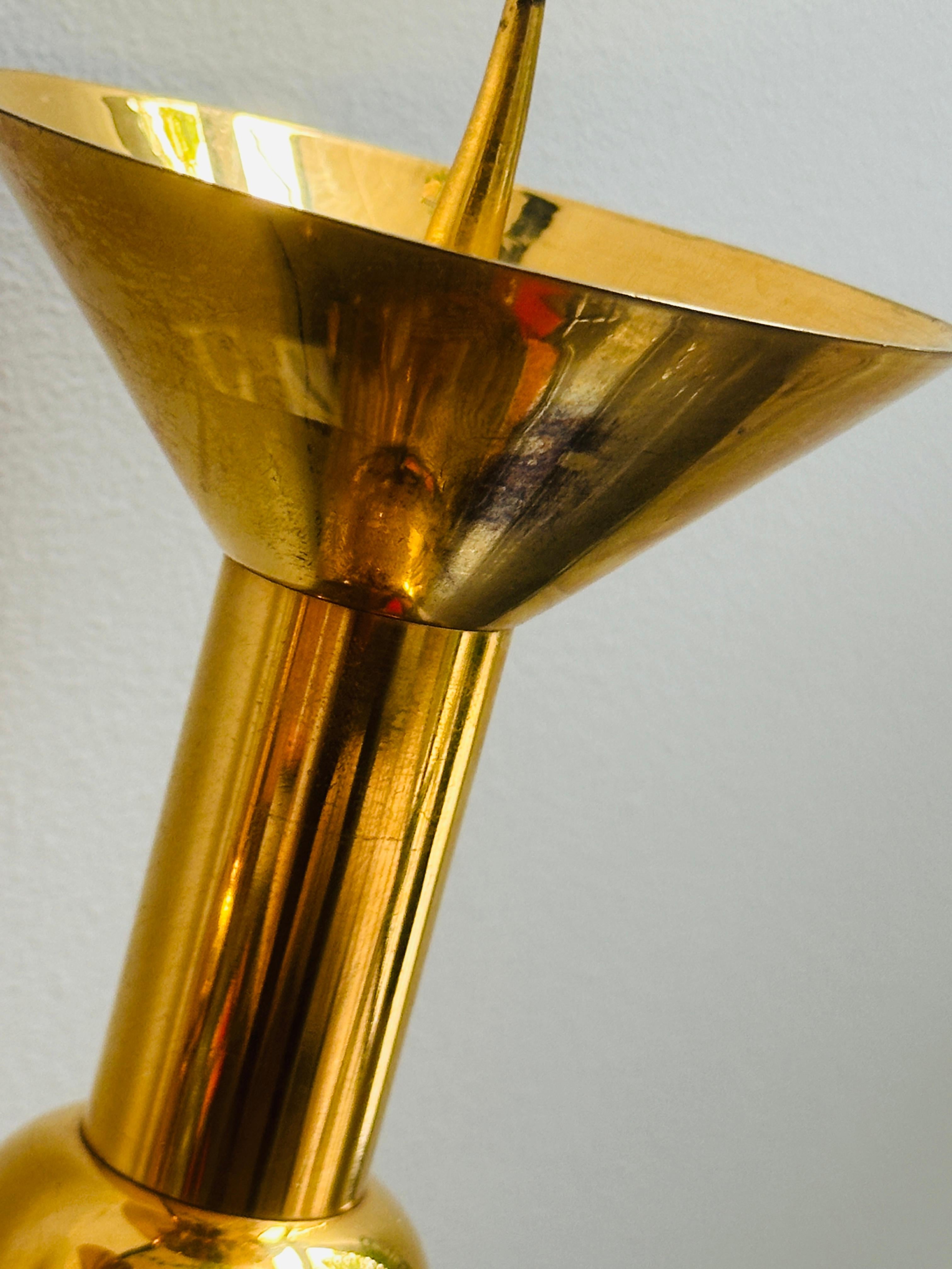 Set of Five 1950s German Brutalist Gold Chromed Metal Church Candleholders For Sale 13