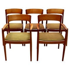 Set of Five 1960s Henning Kjaernulf Teak Dining Chairs